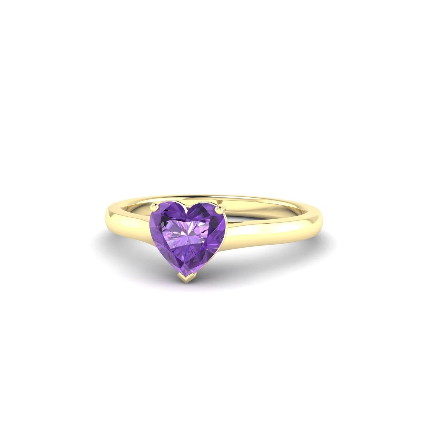 Cathedral | 18k Yellow Gold 6 mm Heart Amethyst Ring