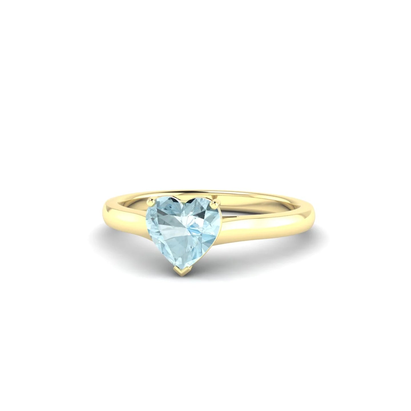 Cathedral | 18k Yellow Gold 6 mm Heart Aquamarine Ring