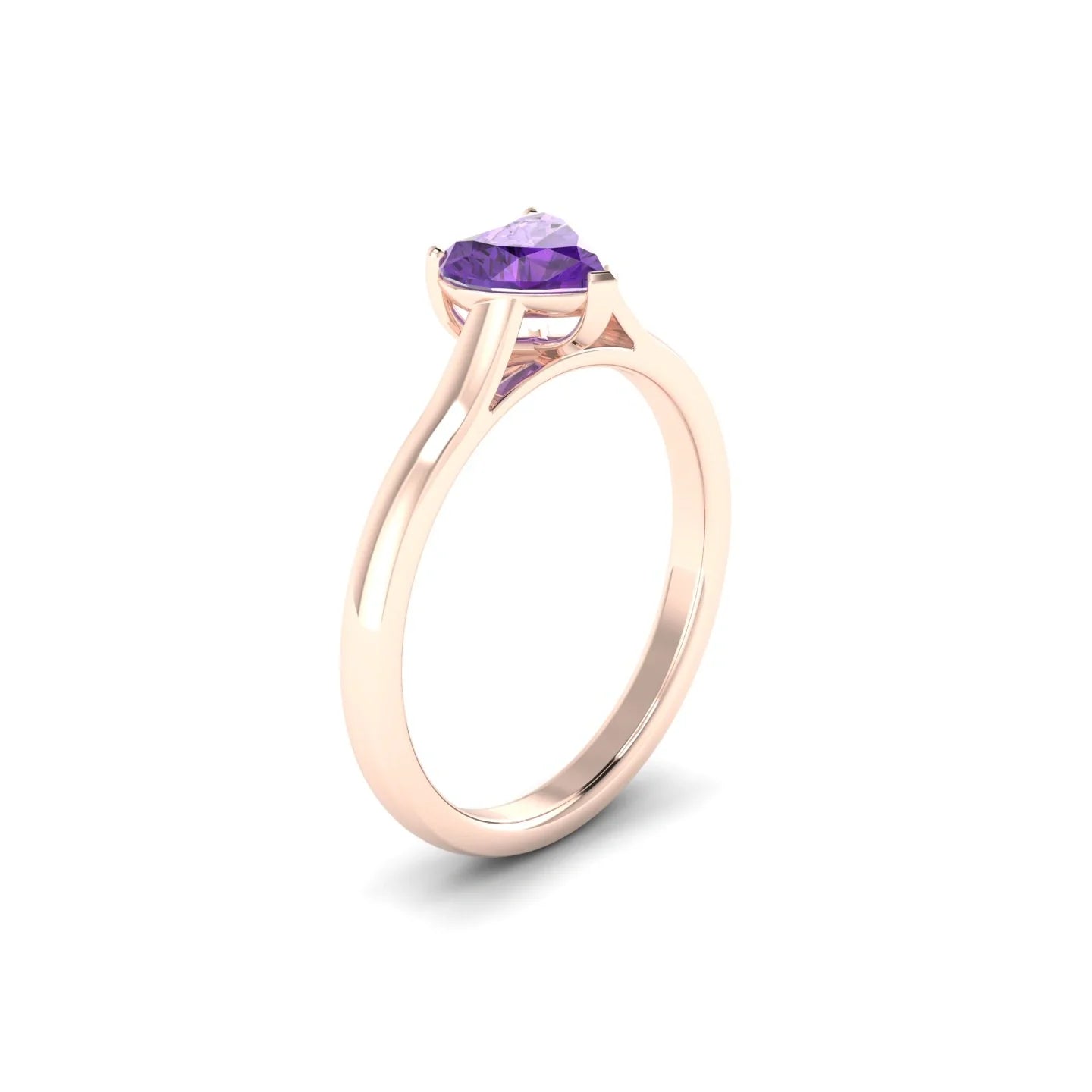 Cathedral | 18k Rose Gold 6 mm Heart Amethyst Ring