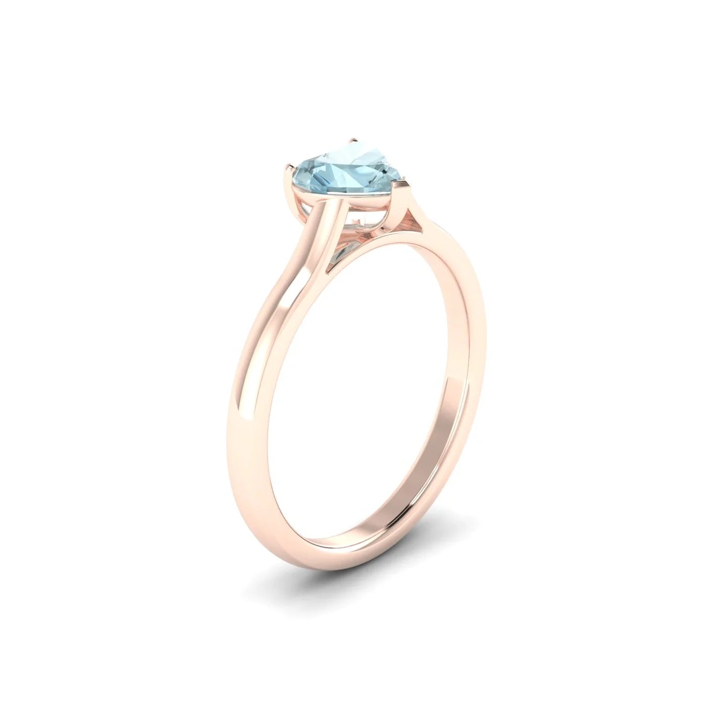 Cathedral | 18k Rose Gold 6 mm Heart Aquamarine Ring
