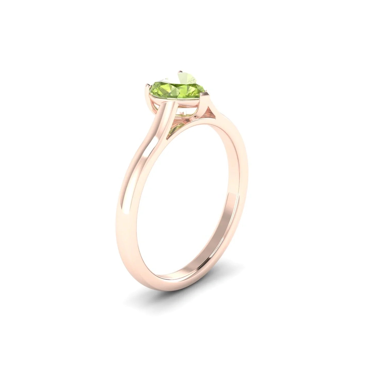 Cathedral | 18k Rose Gold 6 mm Heart Peridot Ring