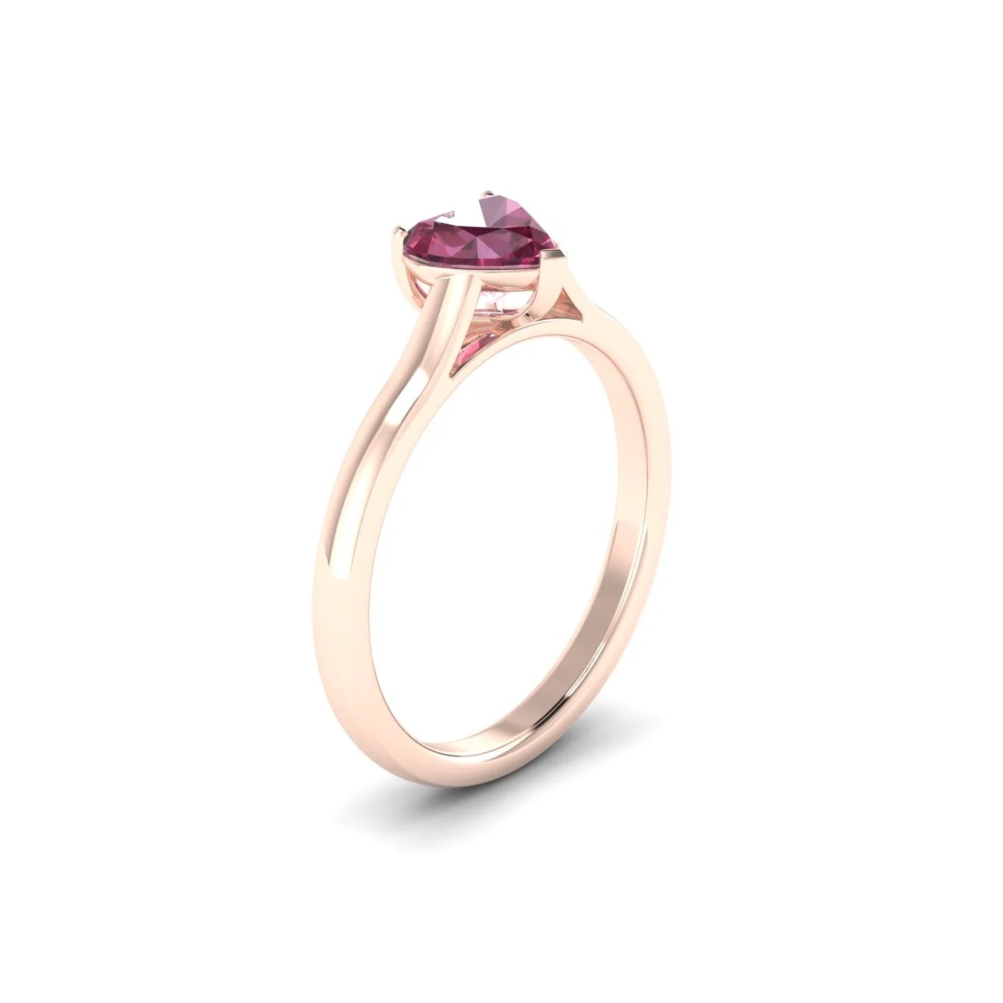 Cathedral | 18k Rose Gold 6 mm Heart Rhodolite Ring