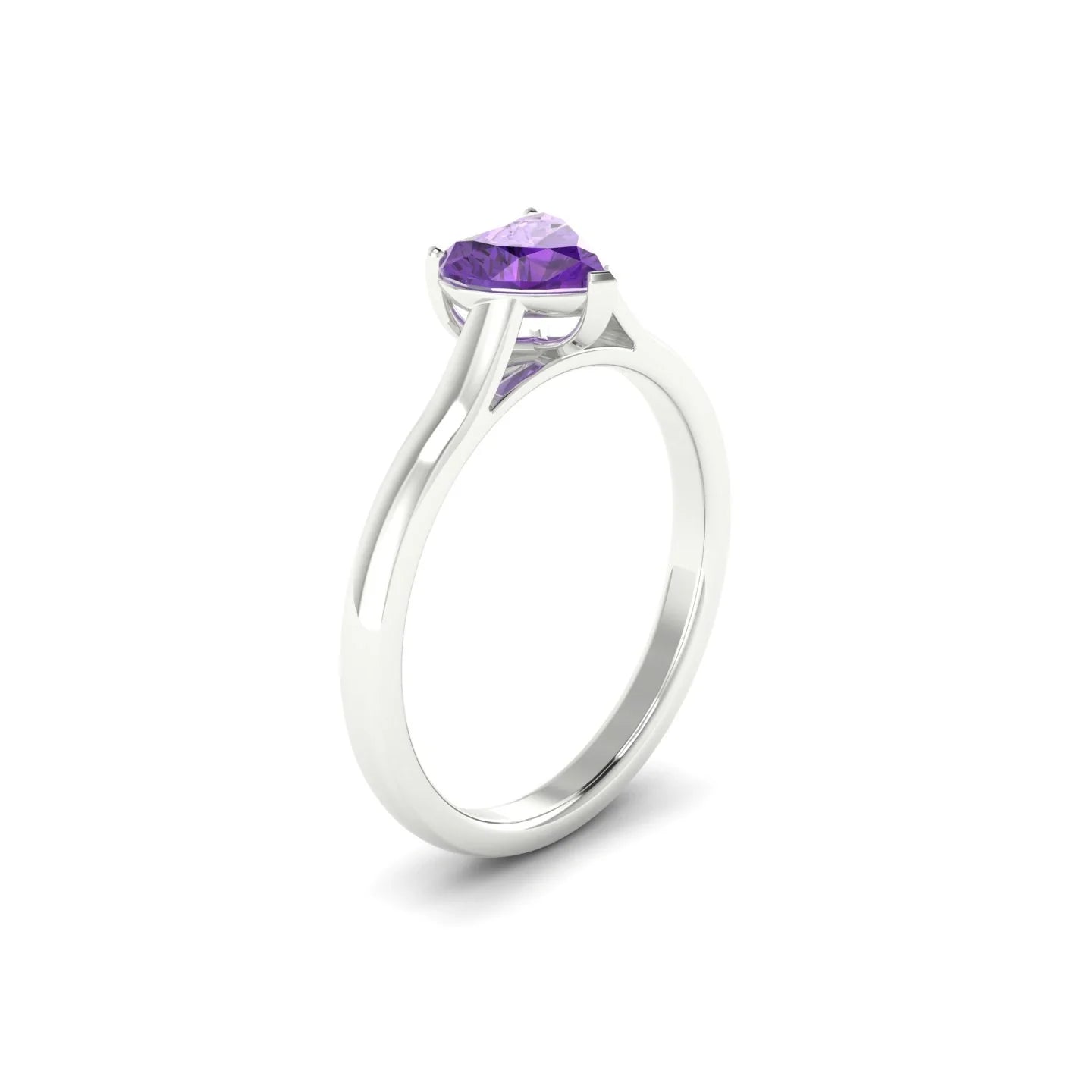 Cathedral | 18k White Gold 6 mm Heart Amethyst Ring