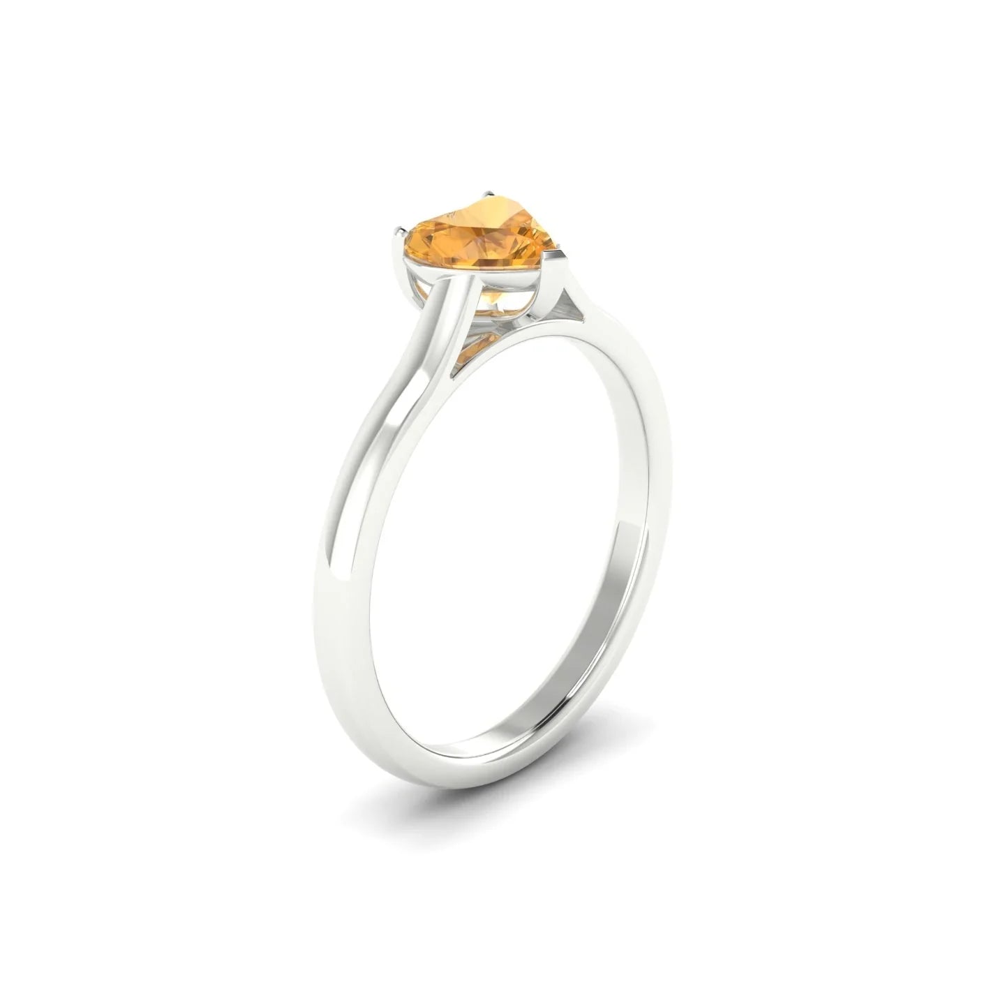 Cathedral | 18k White Gold 6 mm Heart Citrine Ring