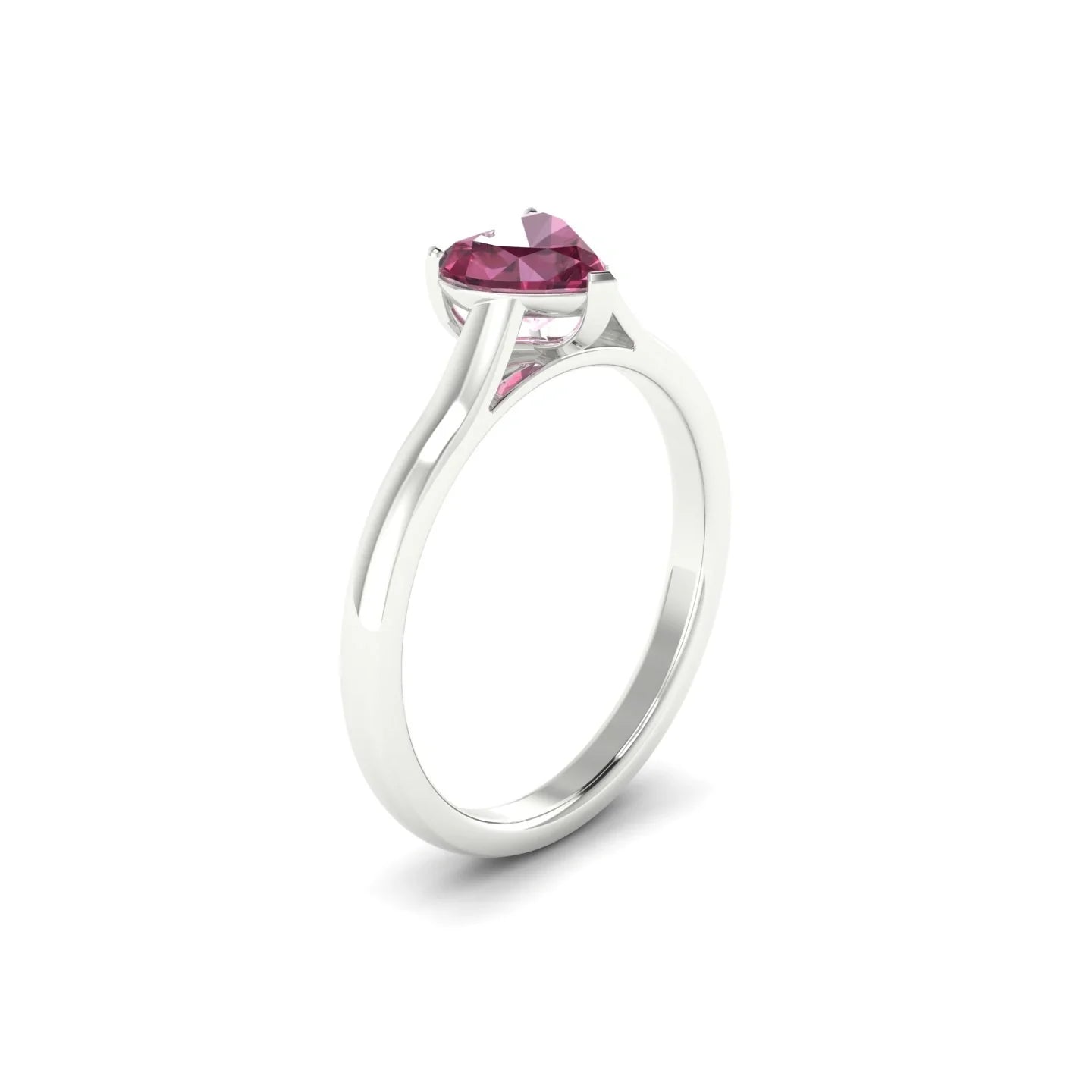 Cathedral | 18k White Gold 6 mm Heart Rhodolite Ring