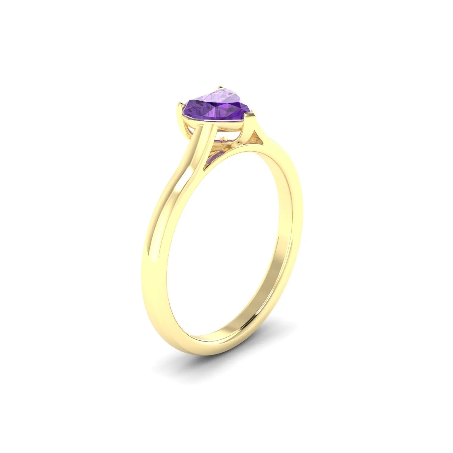 Cathedral | 18k Yellow Gold 6 mm Heart Amethyst Ring