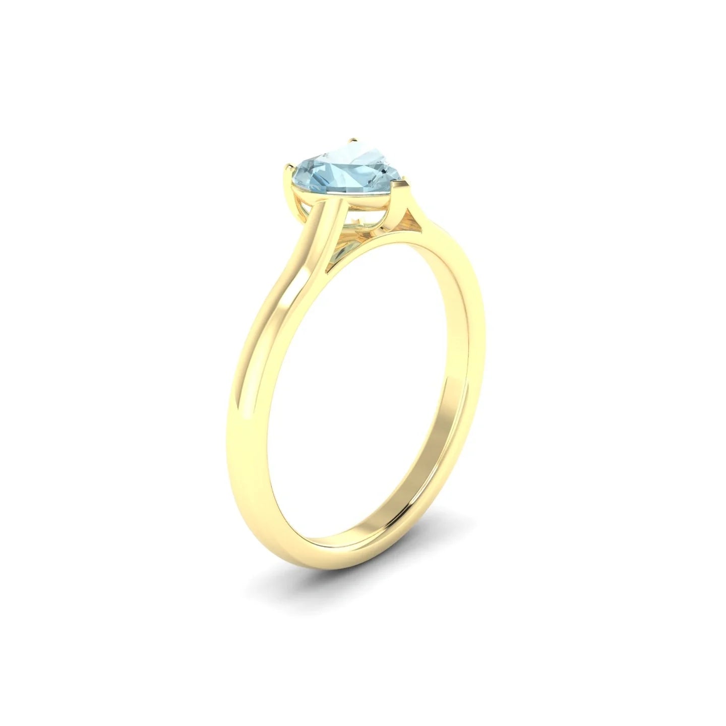 Cathedral | 18k Yellow Gold 6 mm Heart Aquamarine Ring