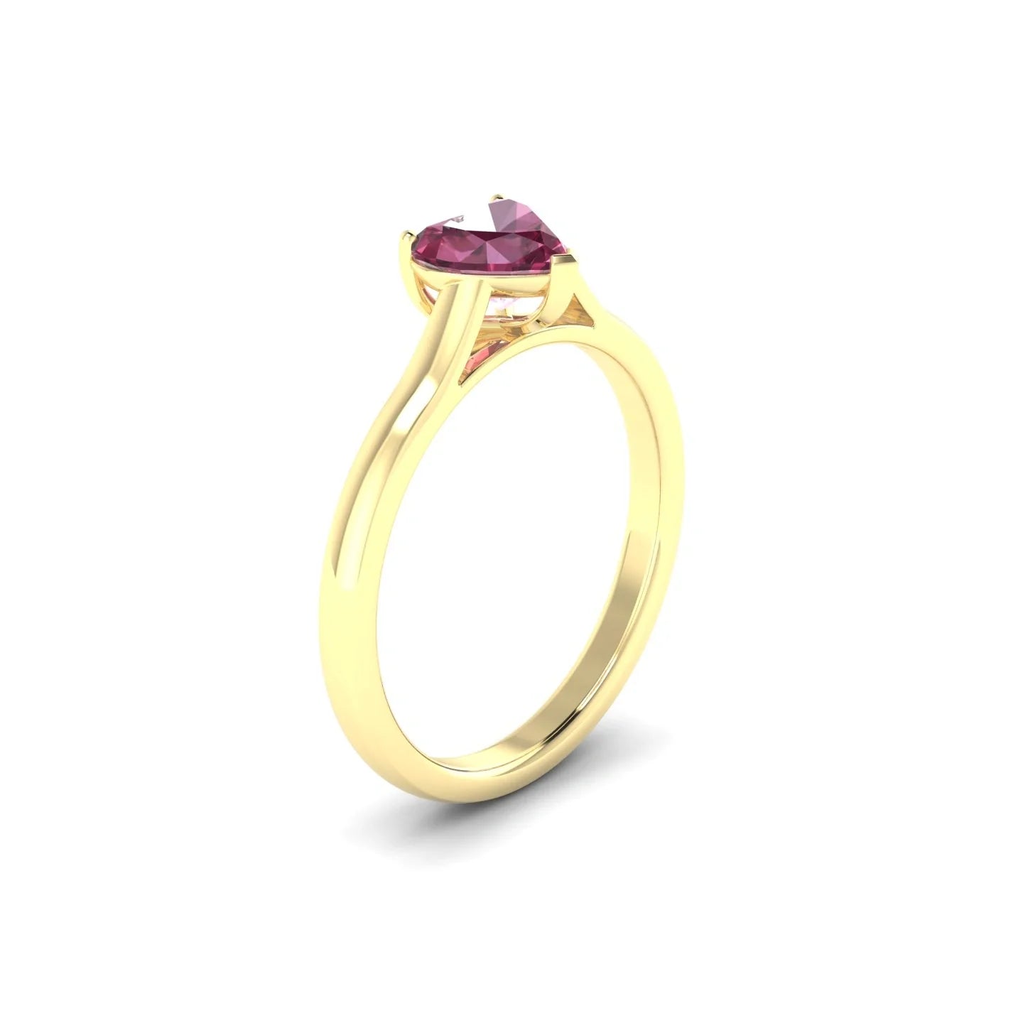 Cathedral | 18k Yellow Gold 6 mm Heart Rhodolite Ring