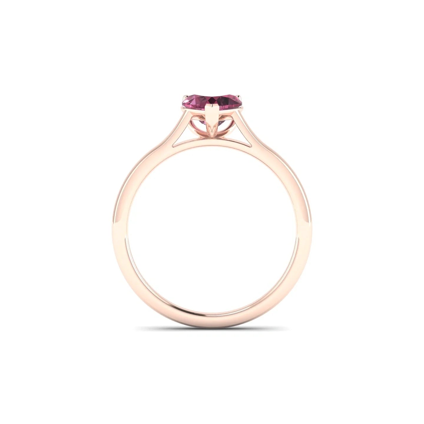 Cathedral | 18k Rose Gold 6 mm Heart Rhodolite Ring