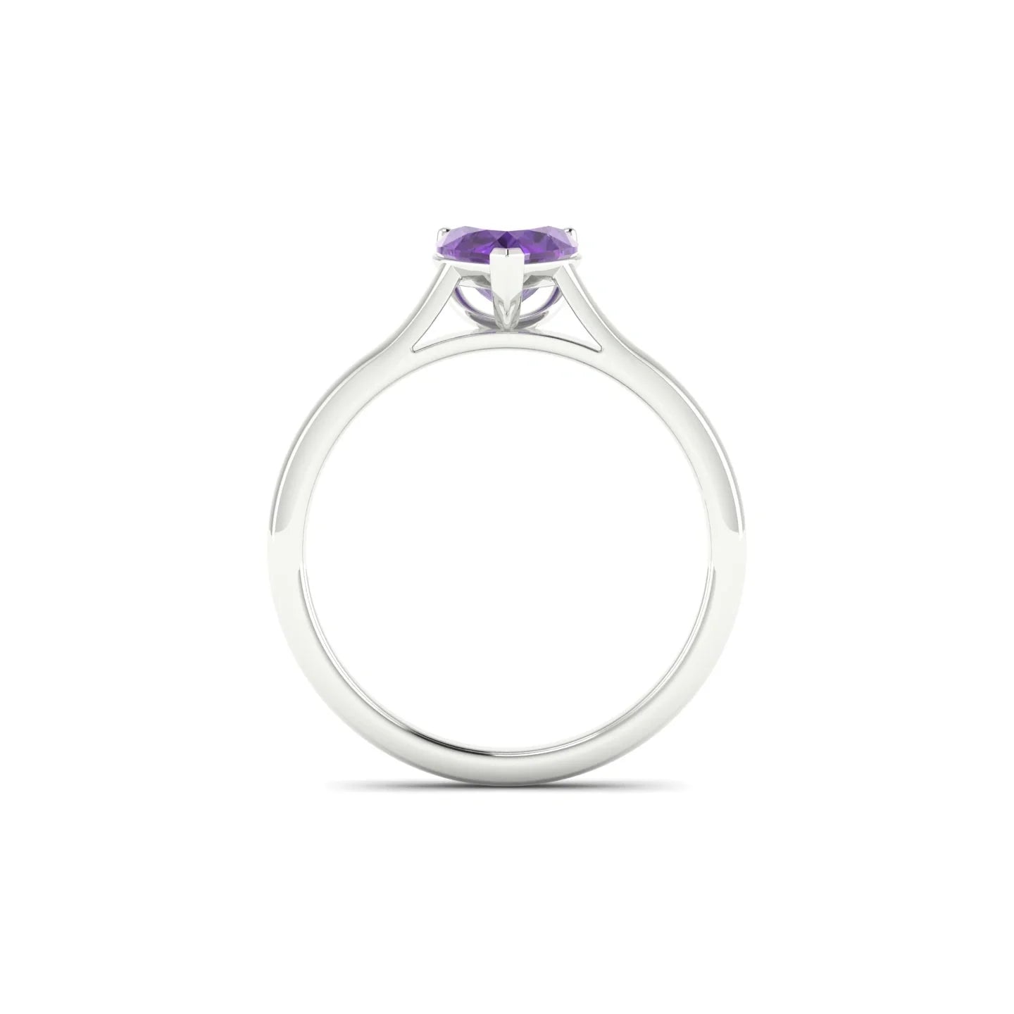 Cathedral | 18k White Gold 6 mm Heart Amethyst Ring