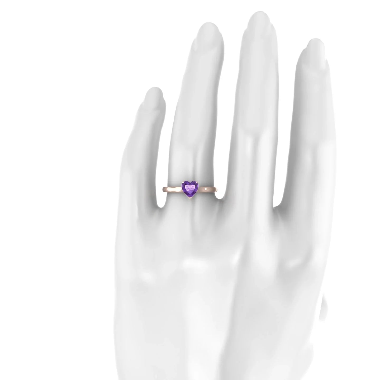Cathedral | 18k Rose Gold 6 mm Heart Amethyst Ring