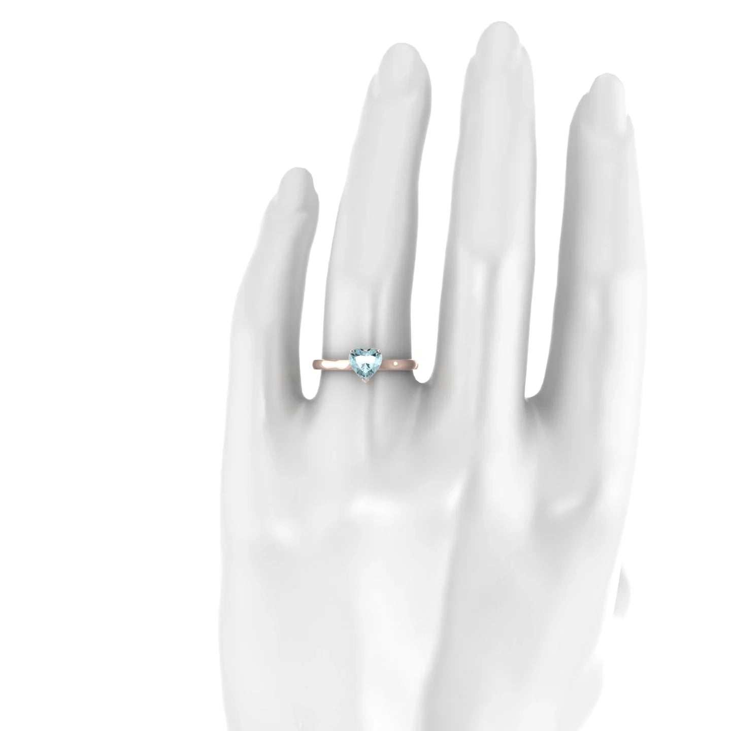 Cathedral | 18k Rose Gold 6 mm Heart Aquamarine Ring