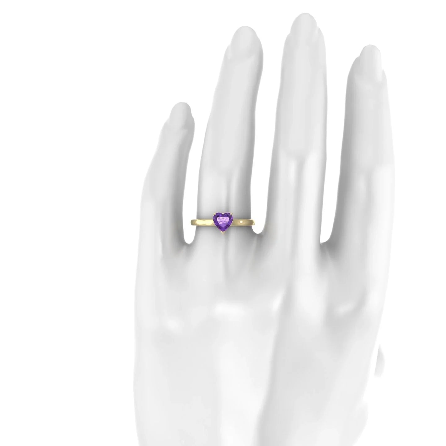 Cathedral | 18k Yellow Gold 6 mm Heart Amethyst Ring