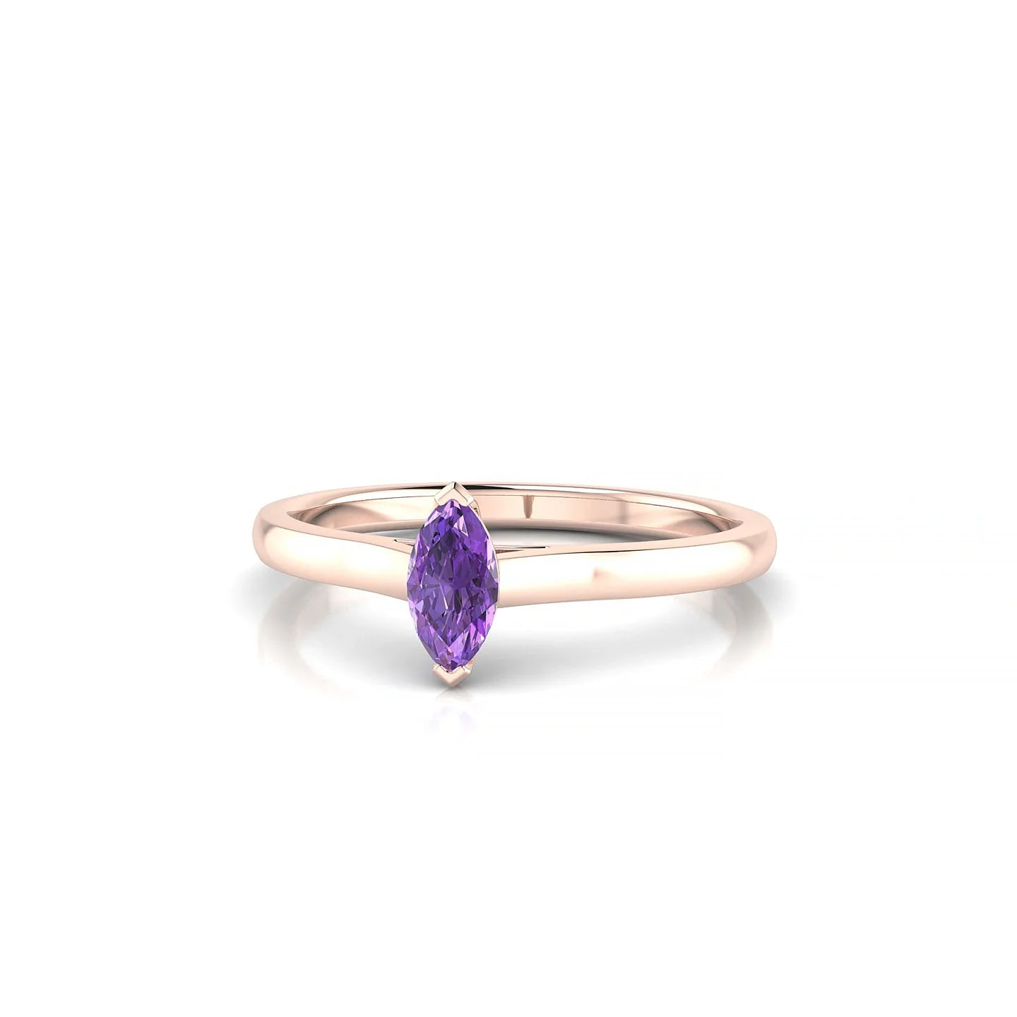 Cathedral | 18k Rose Gold 6 x 3 mm Marquise Amethyst Ring