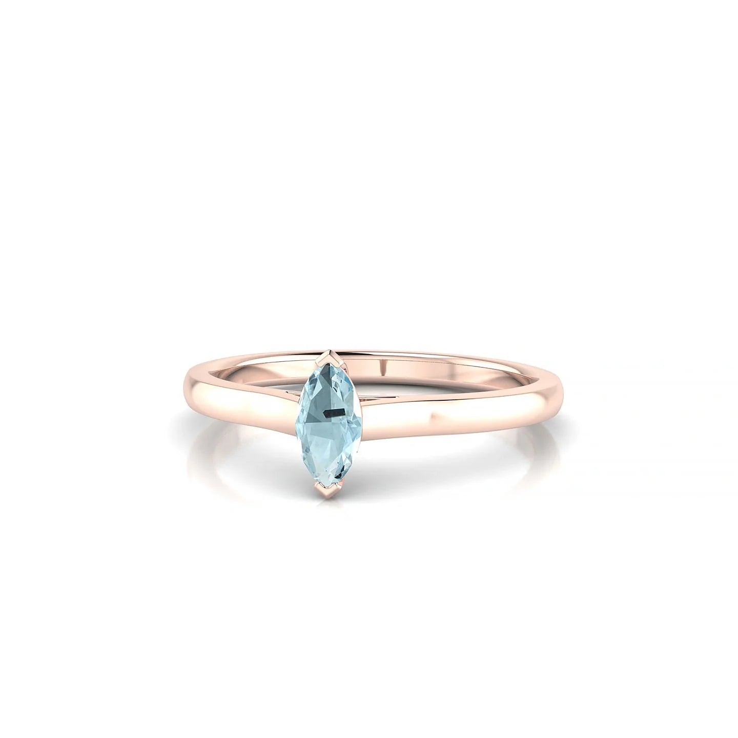 Cathedral | 18k Rose Gold 6 x 3 mm Marquise Aquamarine Ring