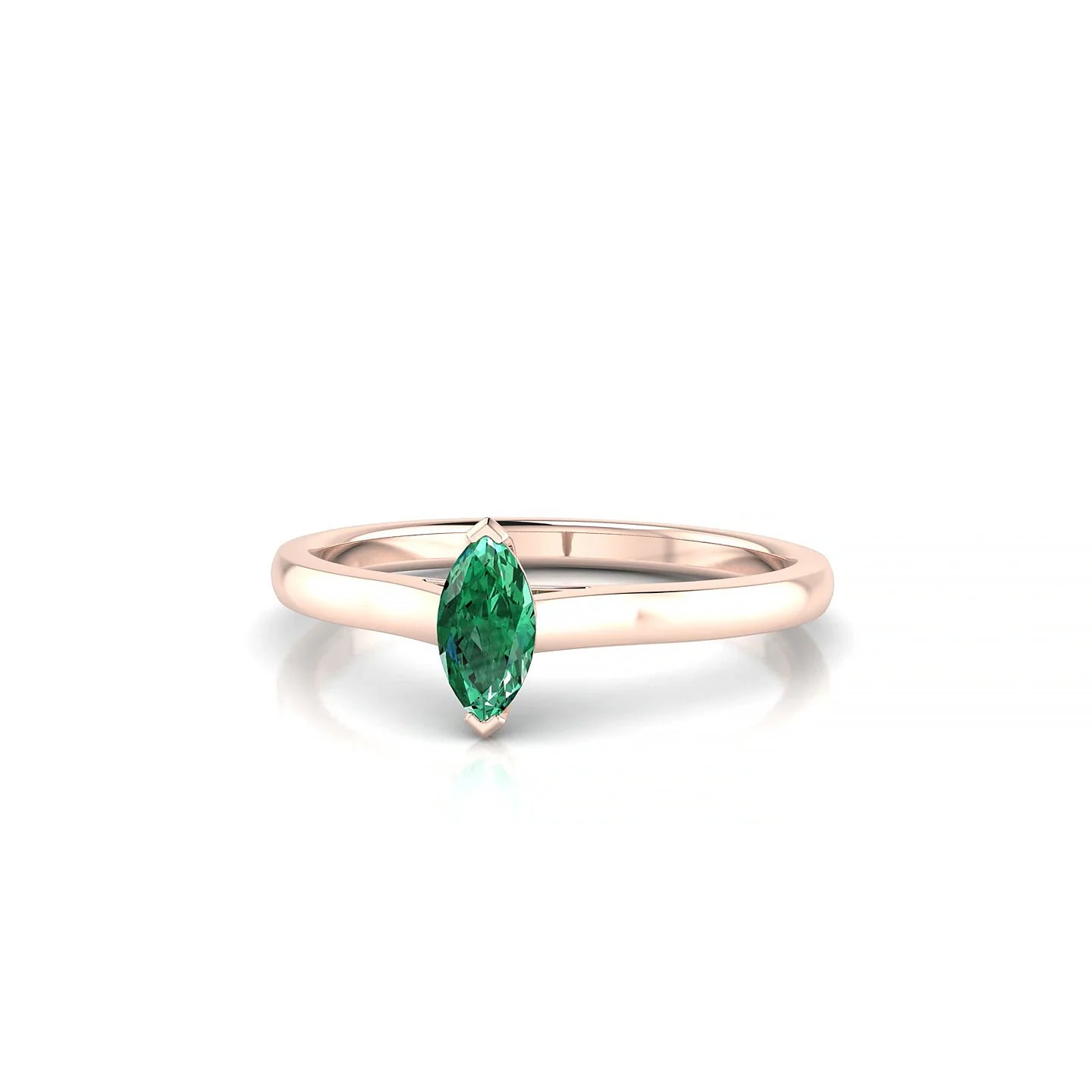 Cathedral | 18k Rose Gold 6 x 3 mm Marquise Emerald Ring