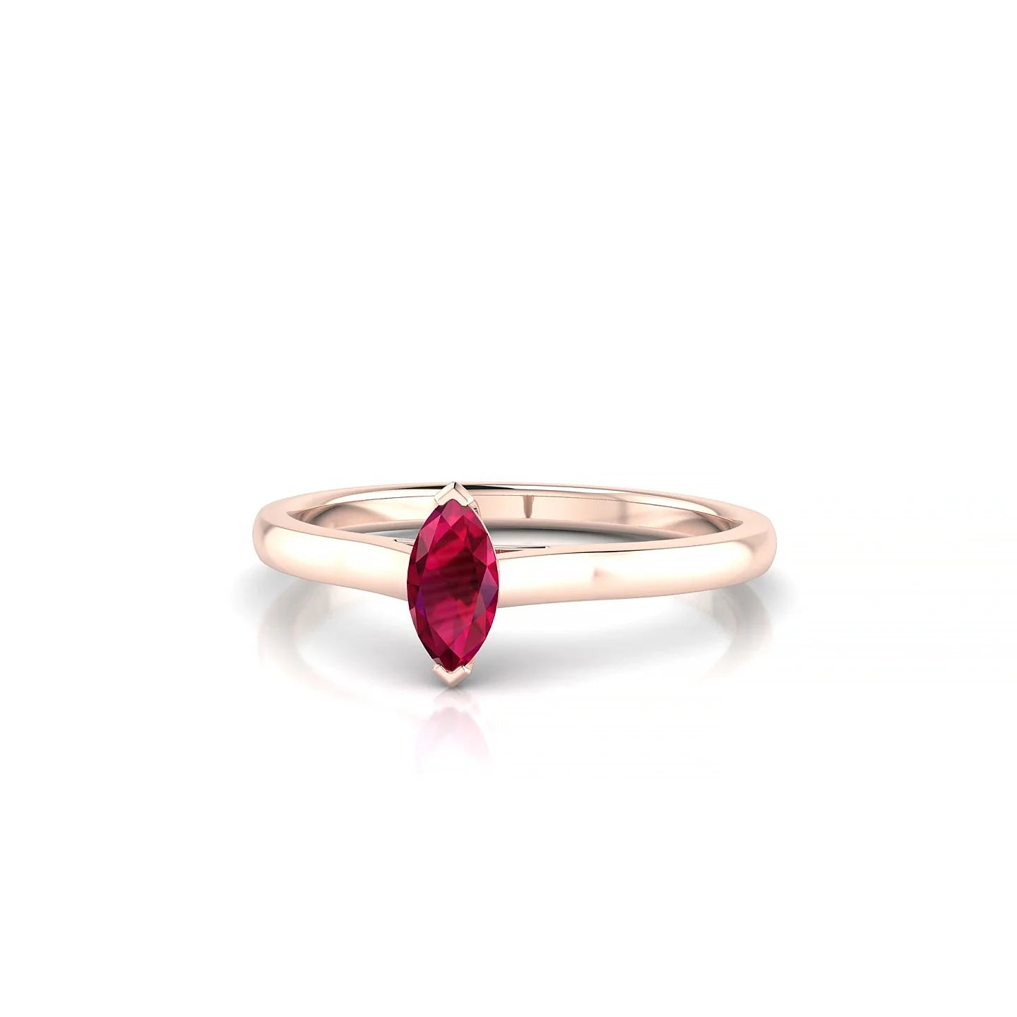 Cathedral | 18k Rose Gold 6 x 3 mm Marquise Ruby Ring
