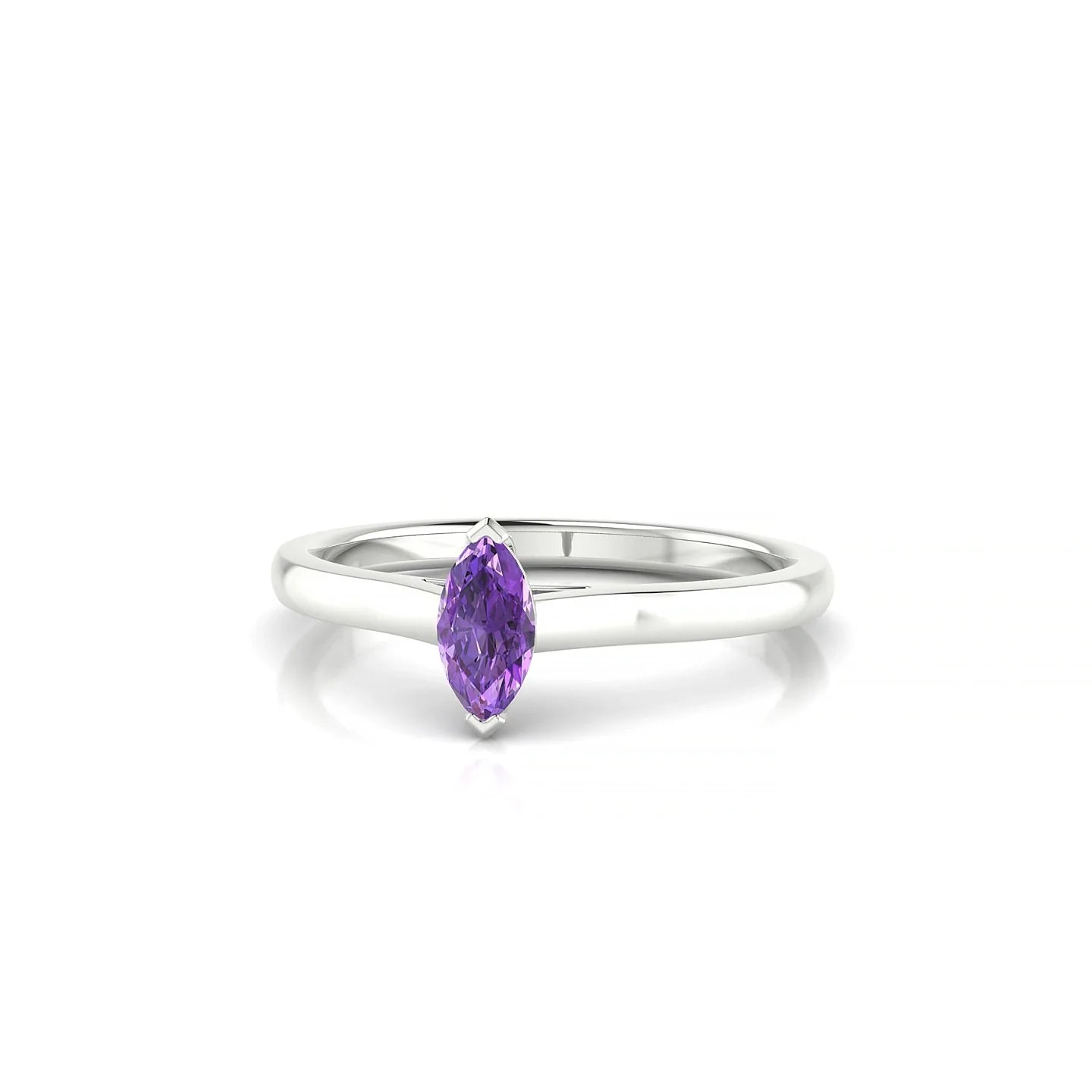 Cathedral | 18k White Gold 6 x 3 mm Marquise Amethyst Ring