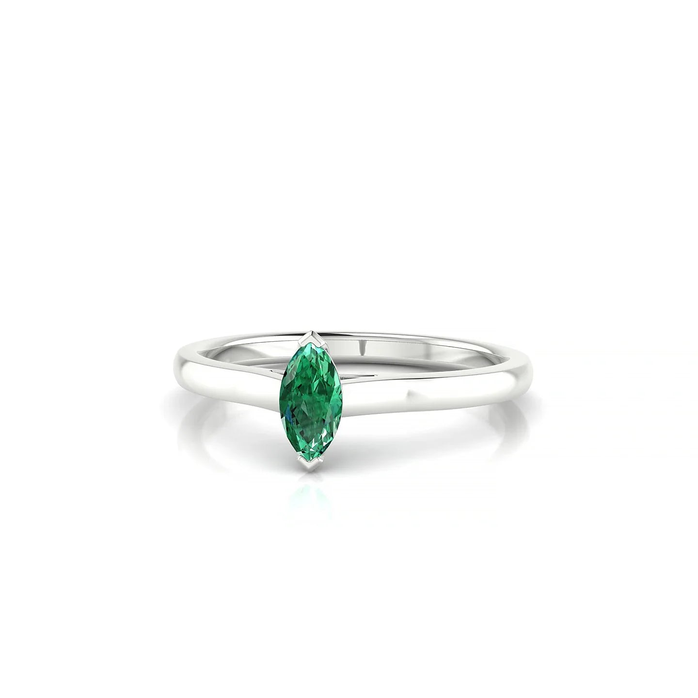 Cathedral | 18k White Gold 6 x 3 mm Marquise Emerald Ring