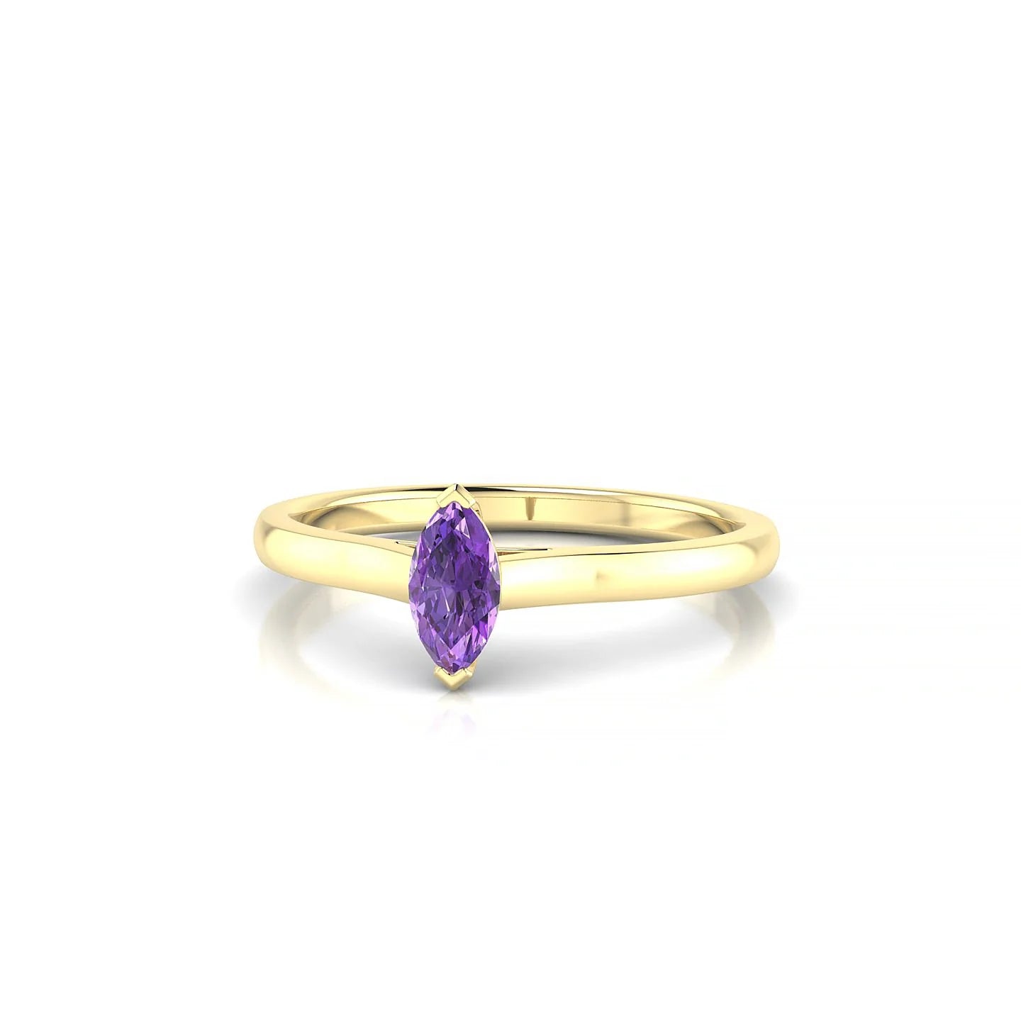 Cathedral | 18k Yellow Gold 6 x 3 mm Marquise Amethyst Ring
