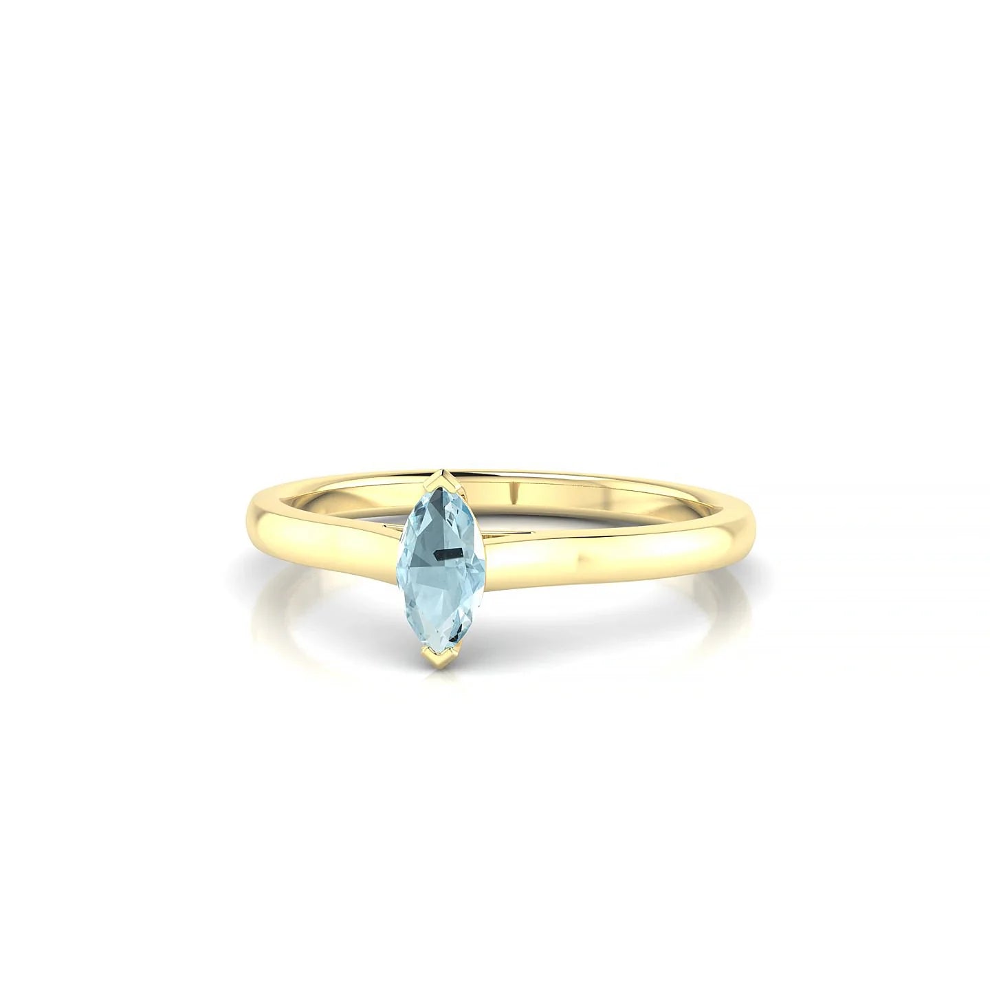 Cathedral | 18k Yellow Gold 6 x 3 mm Marquise Aquamarine Ring