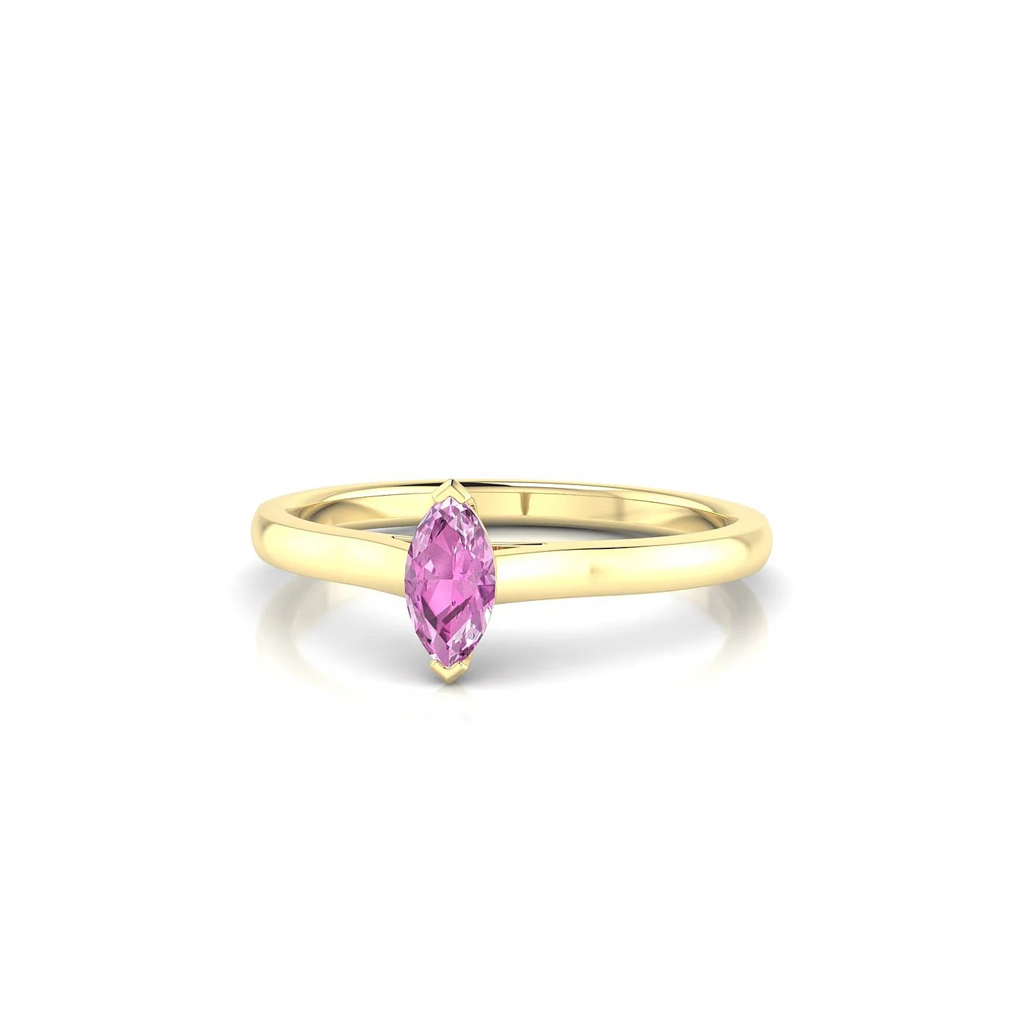 Cathedral | 18k Yellow Gold 6 x 3 mm Marquise Pink Sapphire Ring
