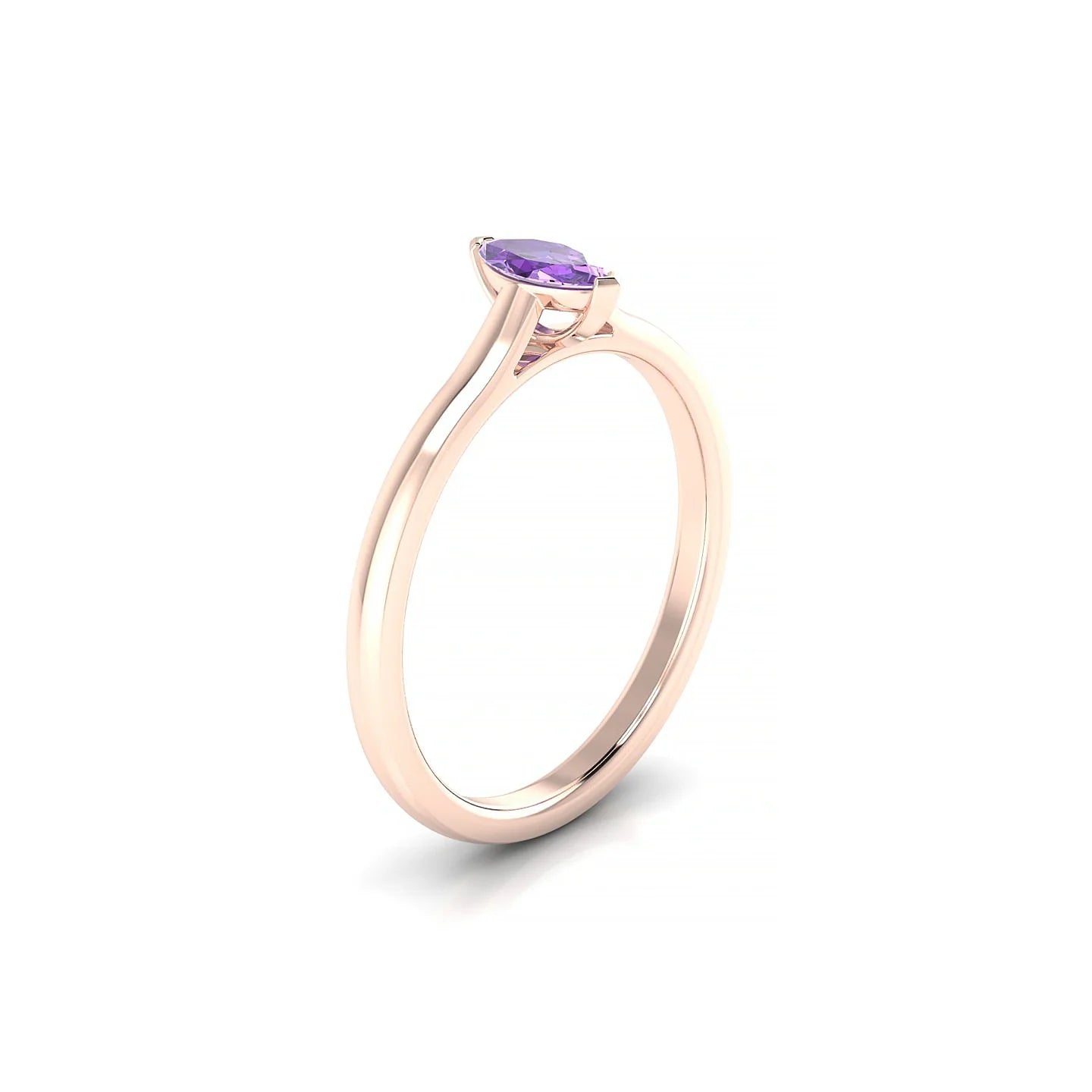Cathedral | 18k Rose Gold 6 x 3 mm Marquise Amethyst Ring