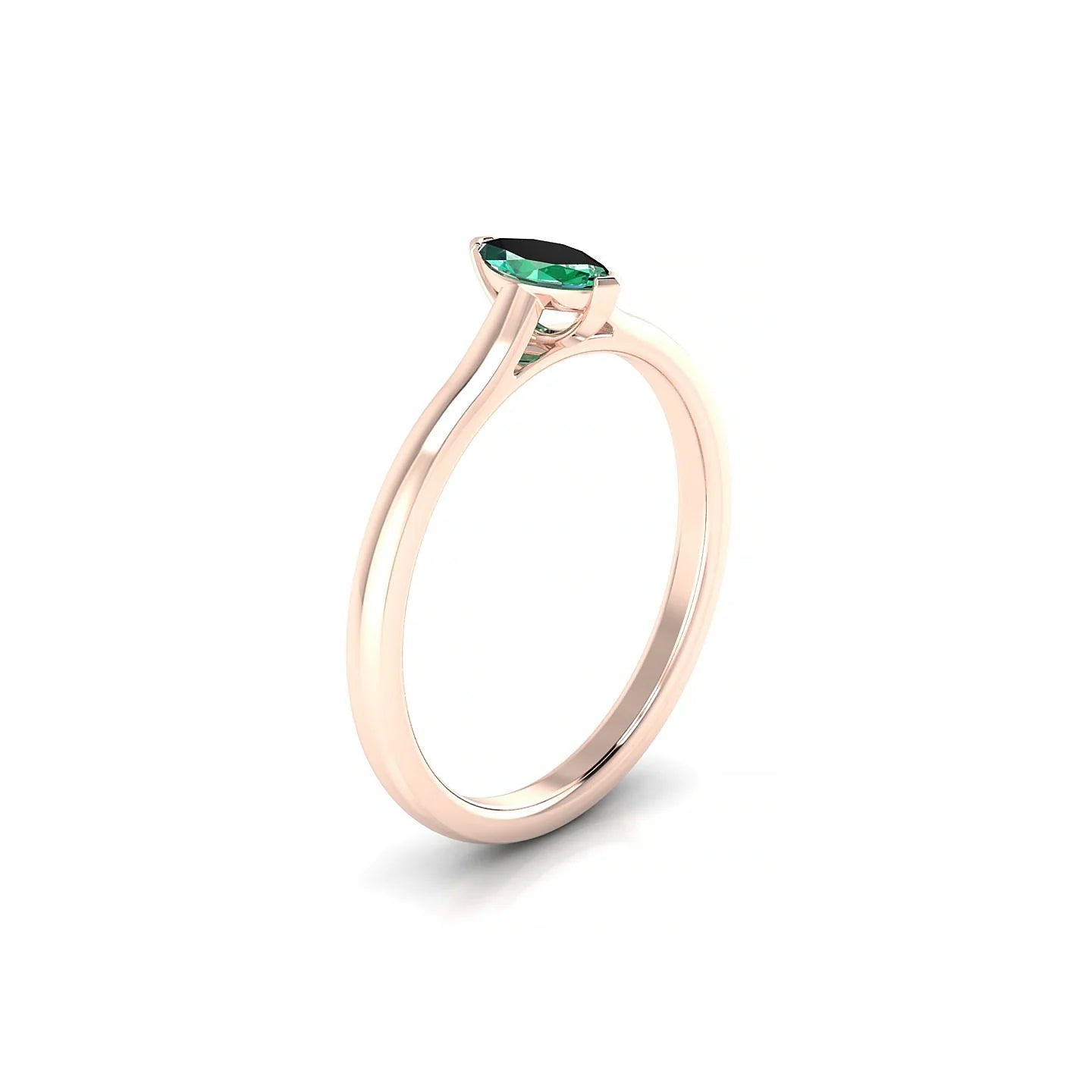 Cathedral | 18k Rose Gold 6 x 3 mm Marquise Emerald Ring