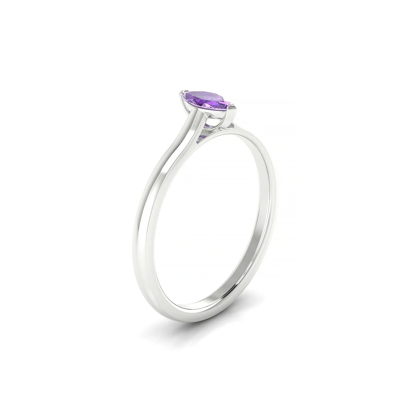 Cathedral | 18k White Gold 6 x 3 mm Marquise Amethyst Ring