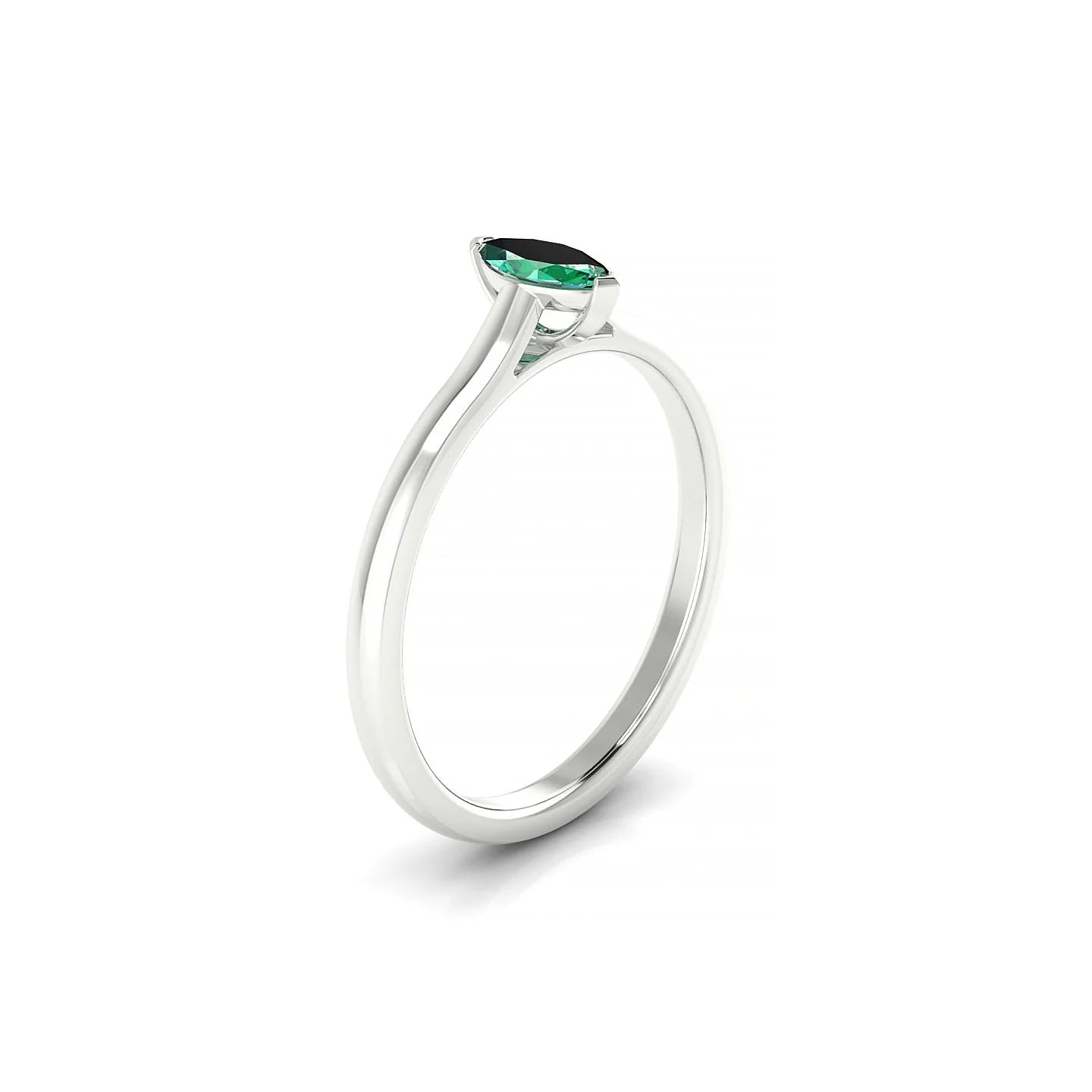 Cathedral | 18k White Gold 6 x 3 mm Marquise Emerald Ring