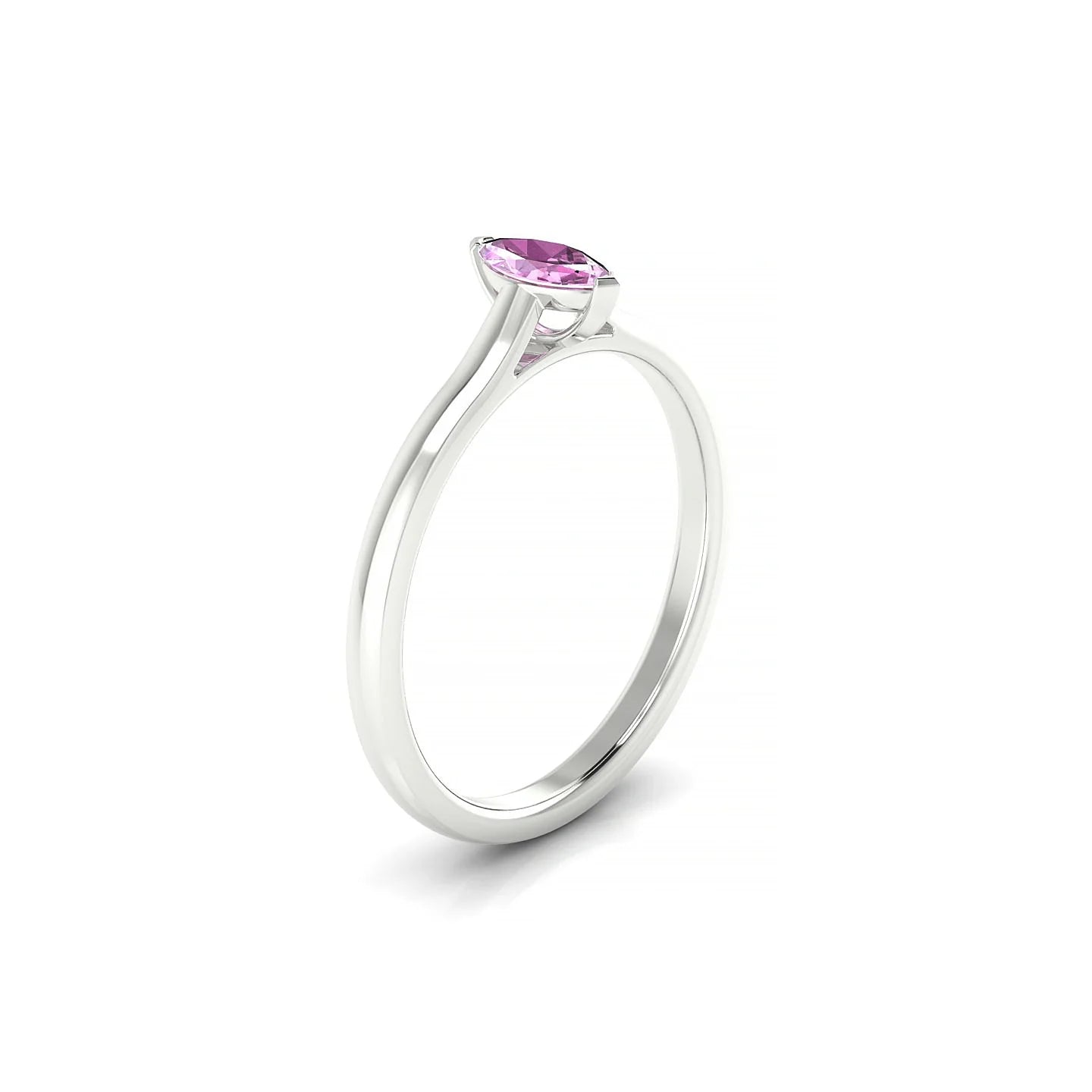 Cathedral | 18k White Gold 6 x 3 mm Marquise Pink Sapphire Ring