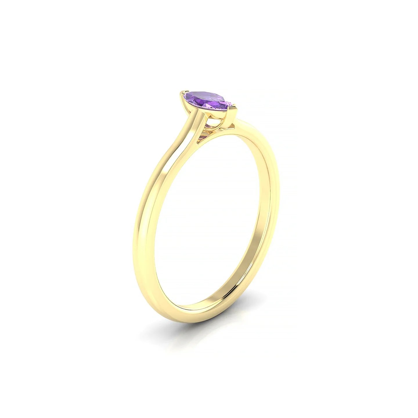 Cathedral | 18k Yellow Gold 6 x 3 mm Marquise Amethyst Ring