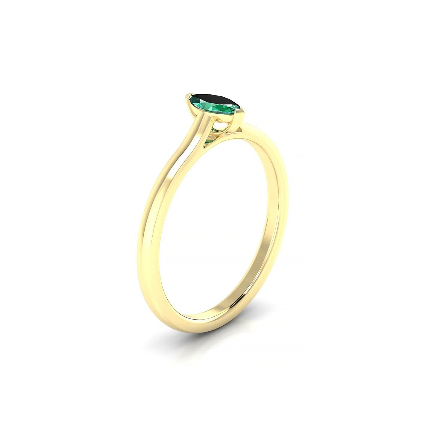Cathedral | 18k Yellow Gold 6 x 3 mm Marquise Emerald Ring