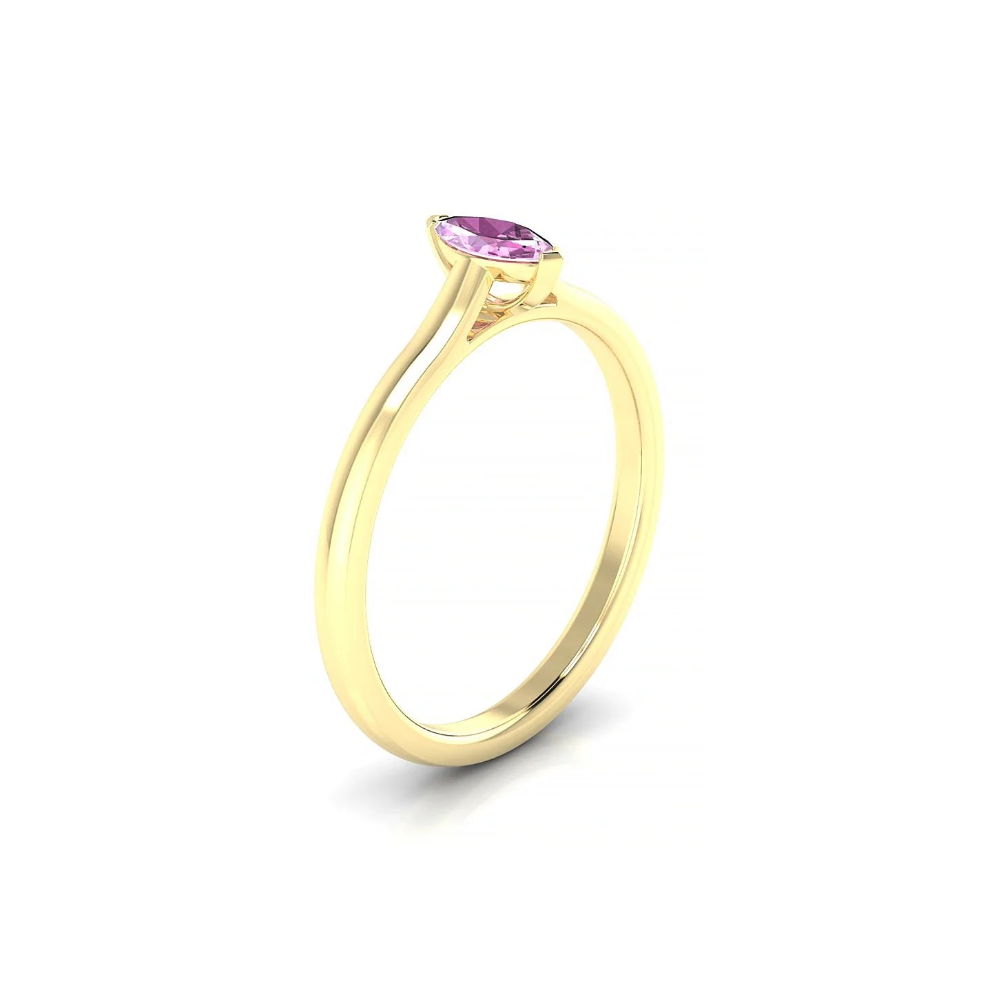 Cathedral | 18k Yellow Gold 6 x 3 mm Marquise Pink Sapphire Ring