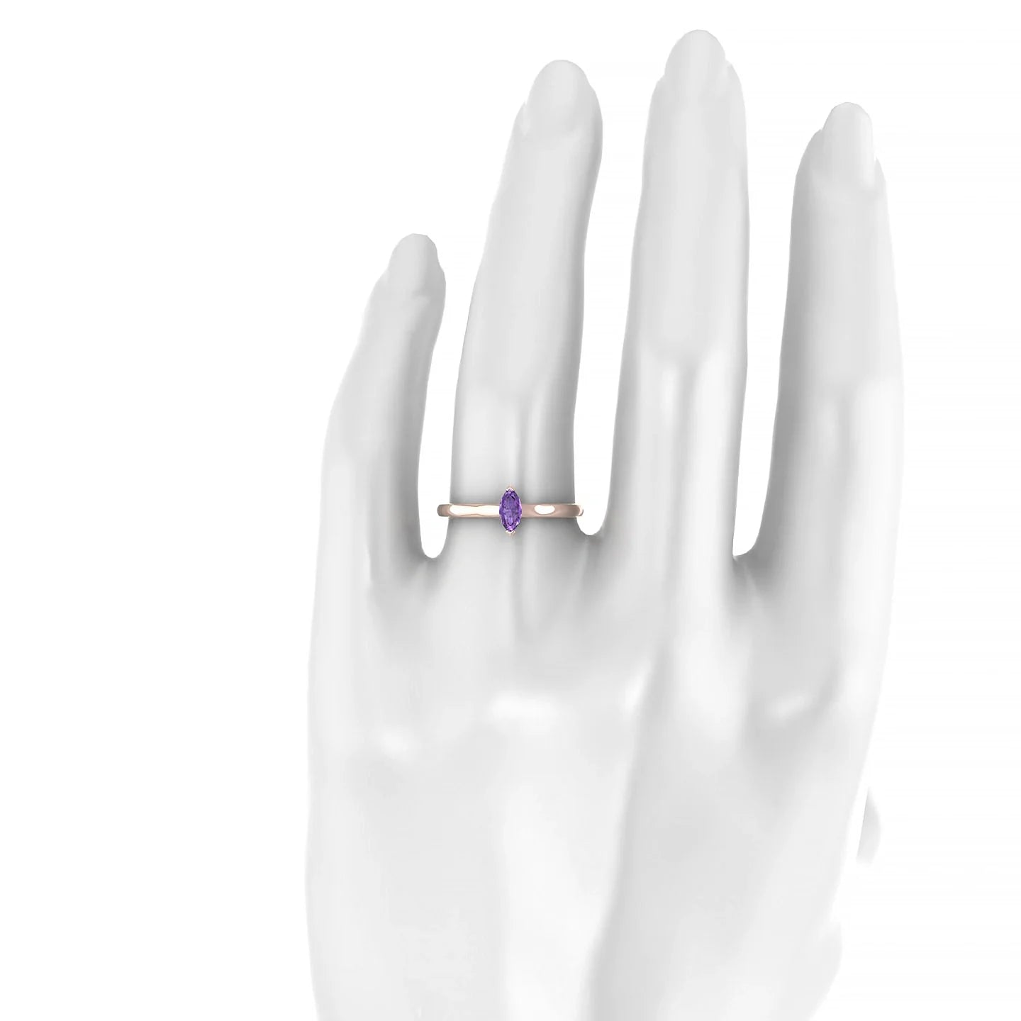 Cathedral | 18k Rose Gold 6 x 3 mm Marquise Amethyst Ring