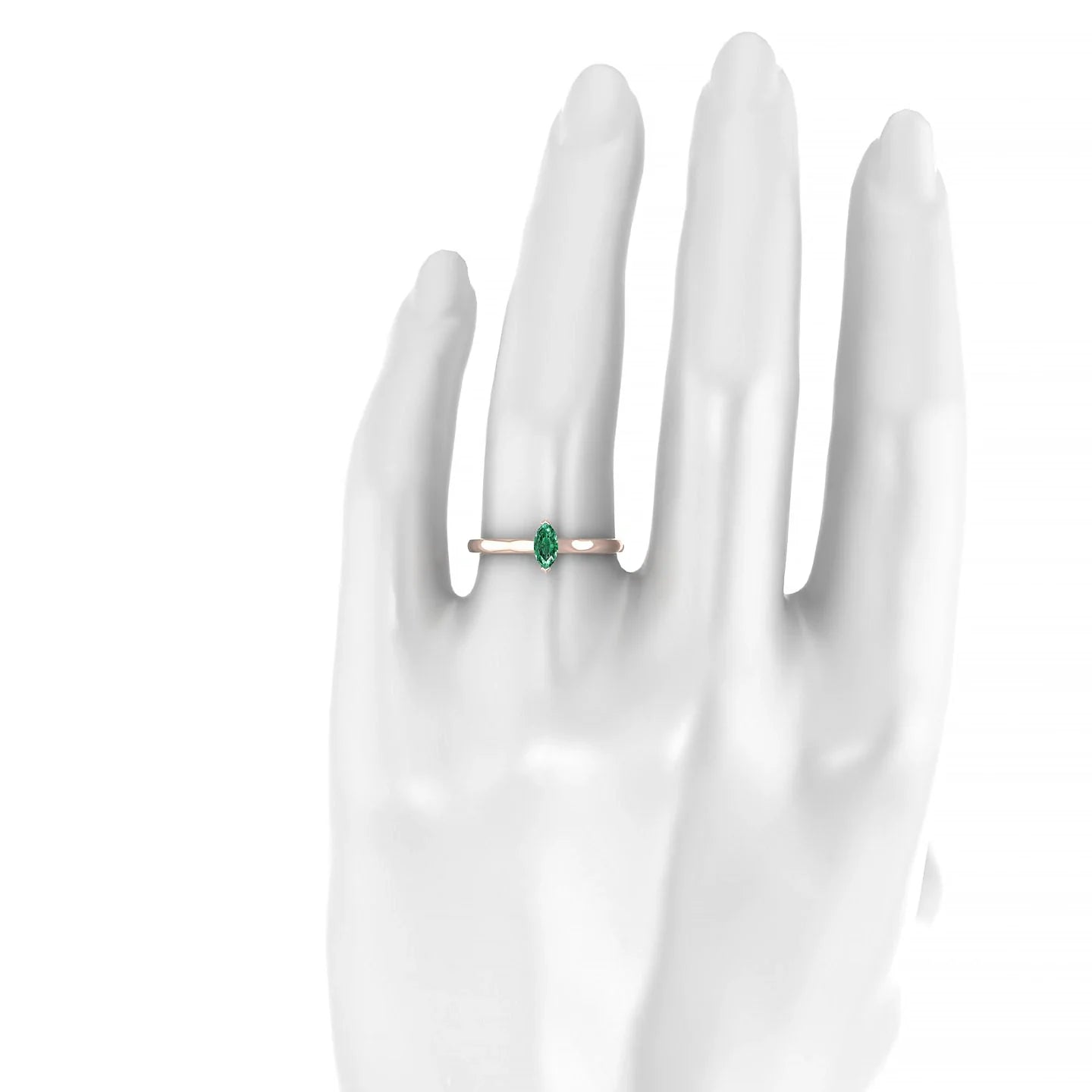 Cathedral | 18k Rose Gold 6 x 3 mm Marquise Emerald Ring