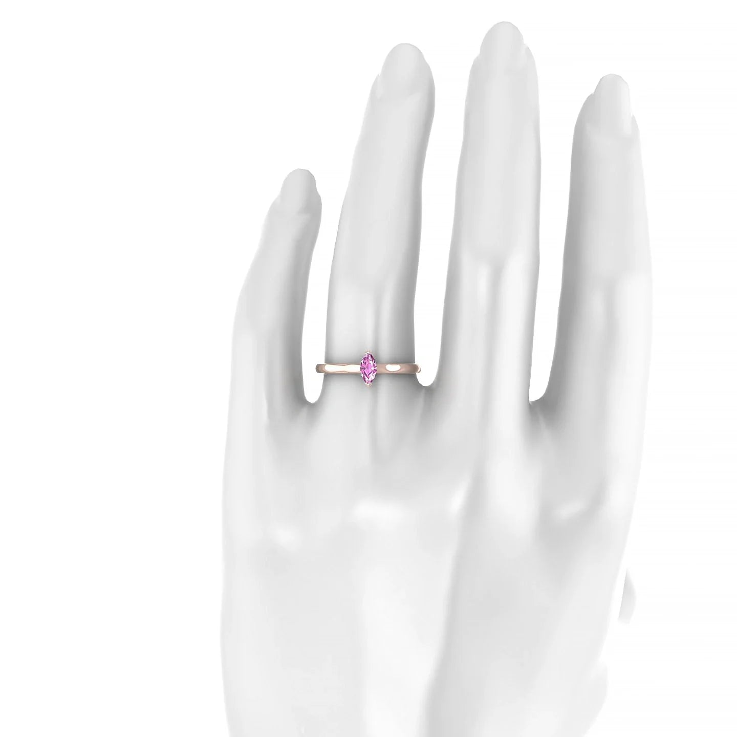 Cathedral | 18k Rose Gold 6 x 3 mm Marquise Pink Sapphire Ring
