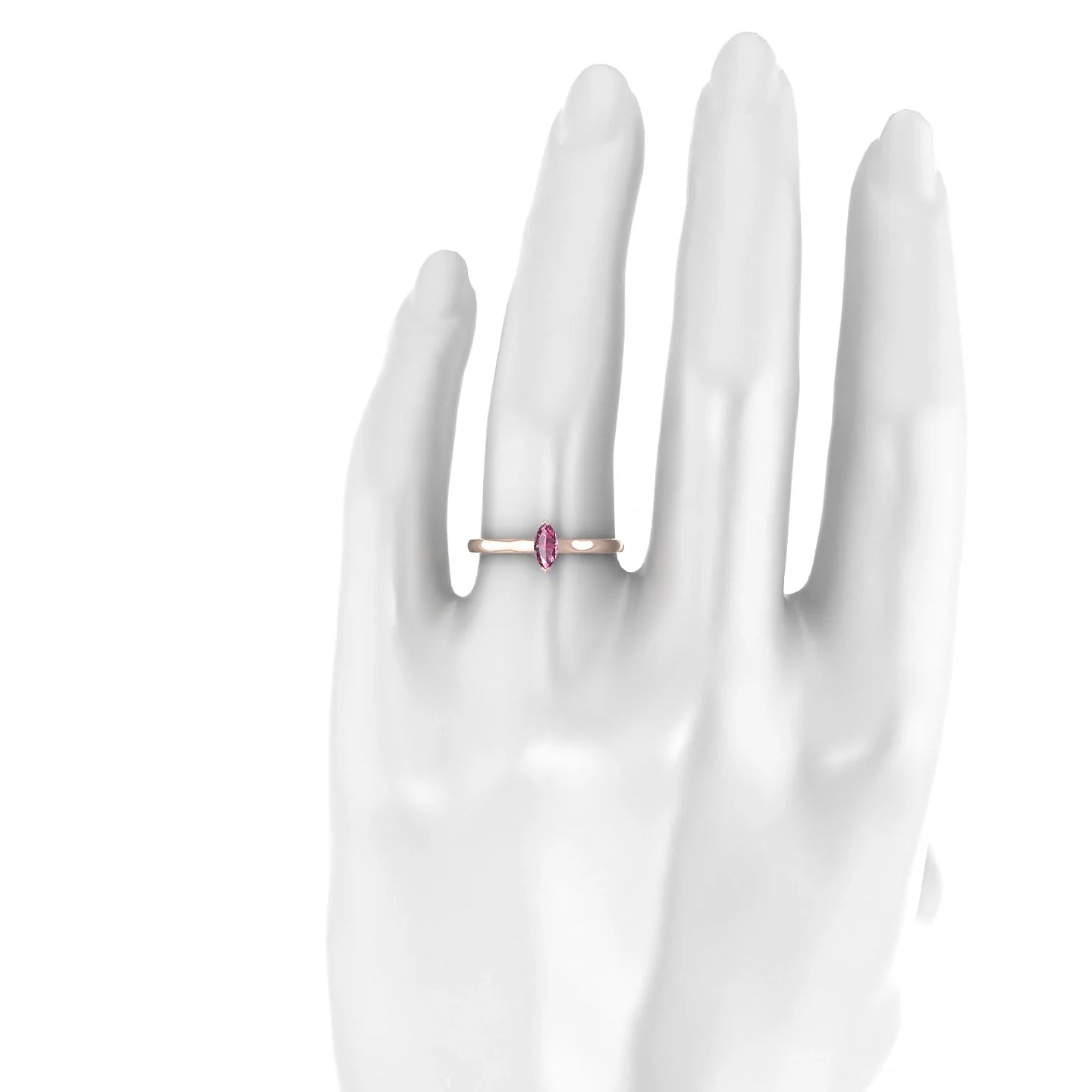 Cathedral | 18k Rose Gold 6 x 3 mm Marquise Rhodolite Ring