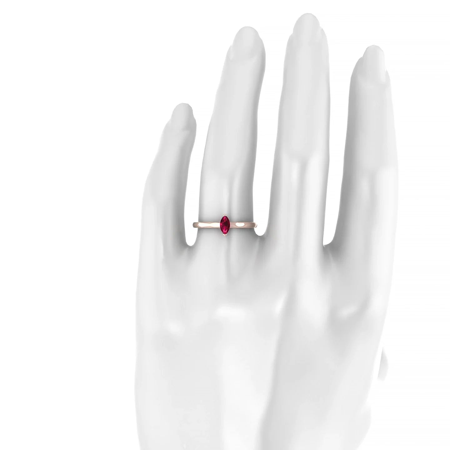 Cathedral | 18k Rose Gold 6 x 3 mm Marquise Ruby Ring