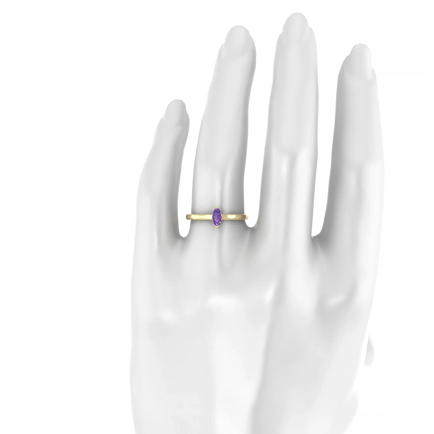 Cathedral | 18k Yellow Gold 6 x 3 mm Marquise Amethyst Ring