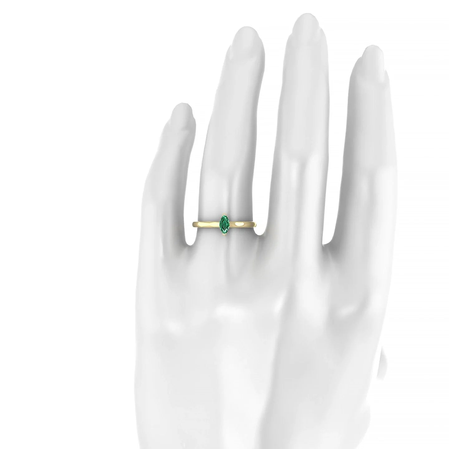 Cathedral | 18k Yellow Gold 6 x 3 mm Marquise Emerald Ring