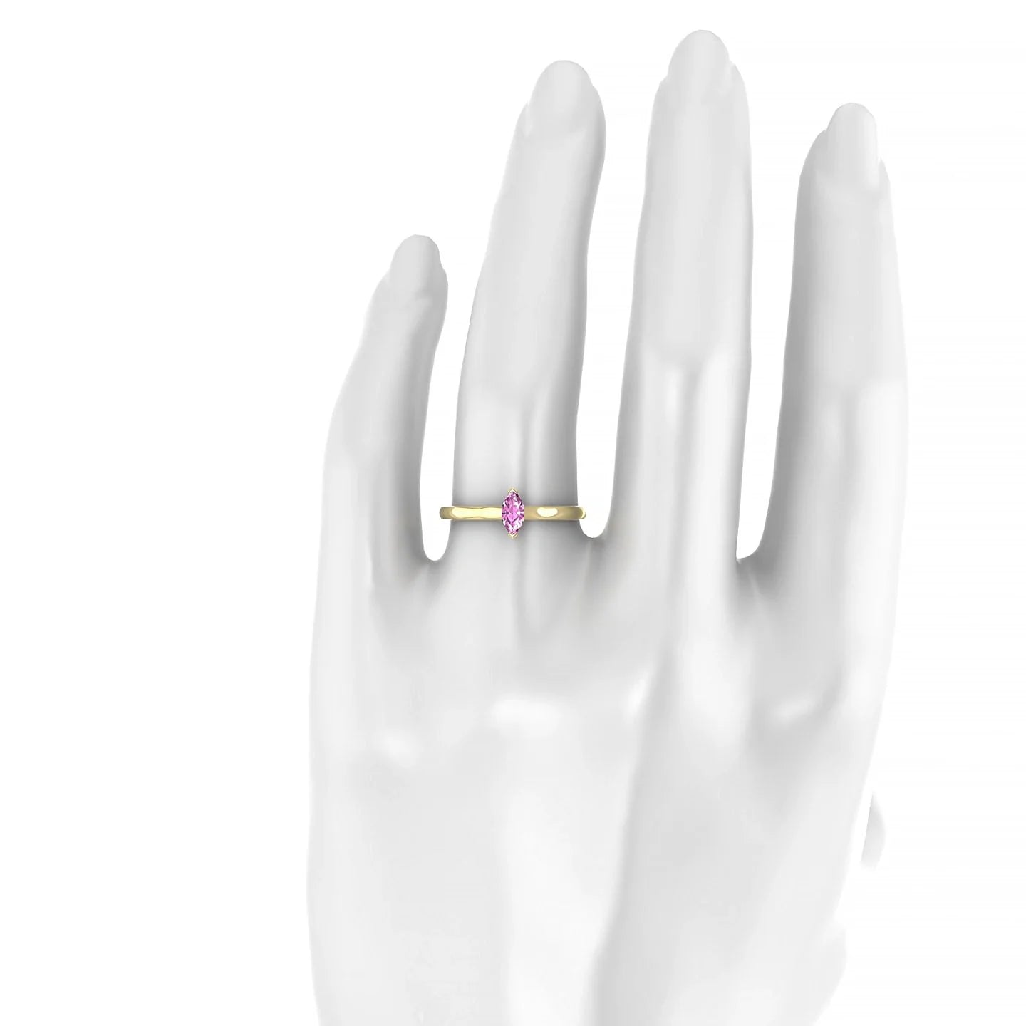 Cathedral | 18k Yellow Gold 6 x 3 mm Marquise Pink Sapphire Ring
