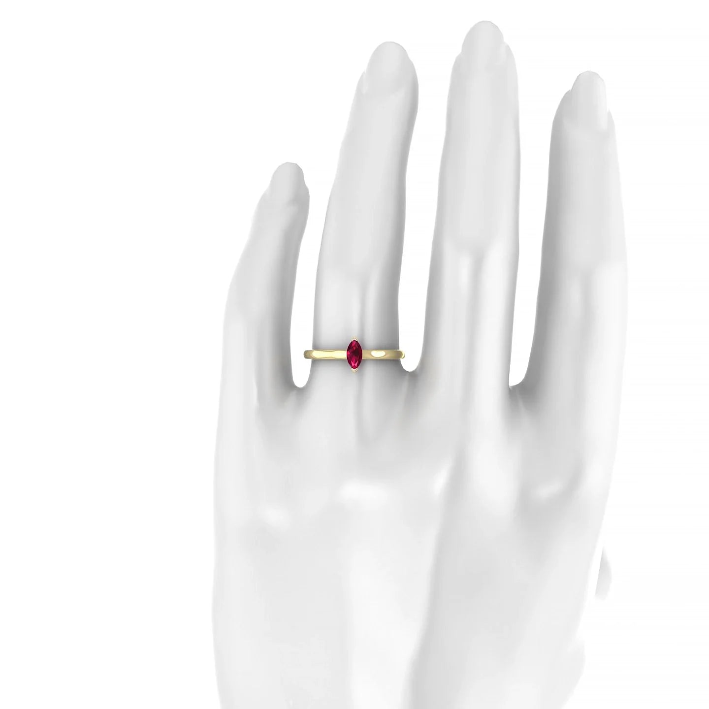 Cathedral | 18k Yellow Gold 6 x 3 mm Marquise Ruby Ring