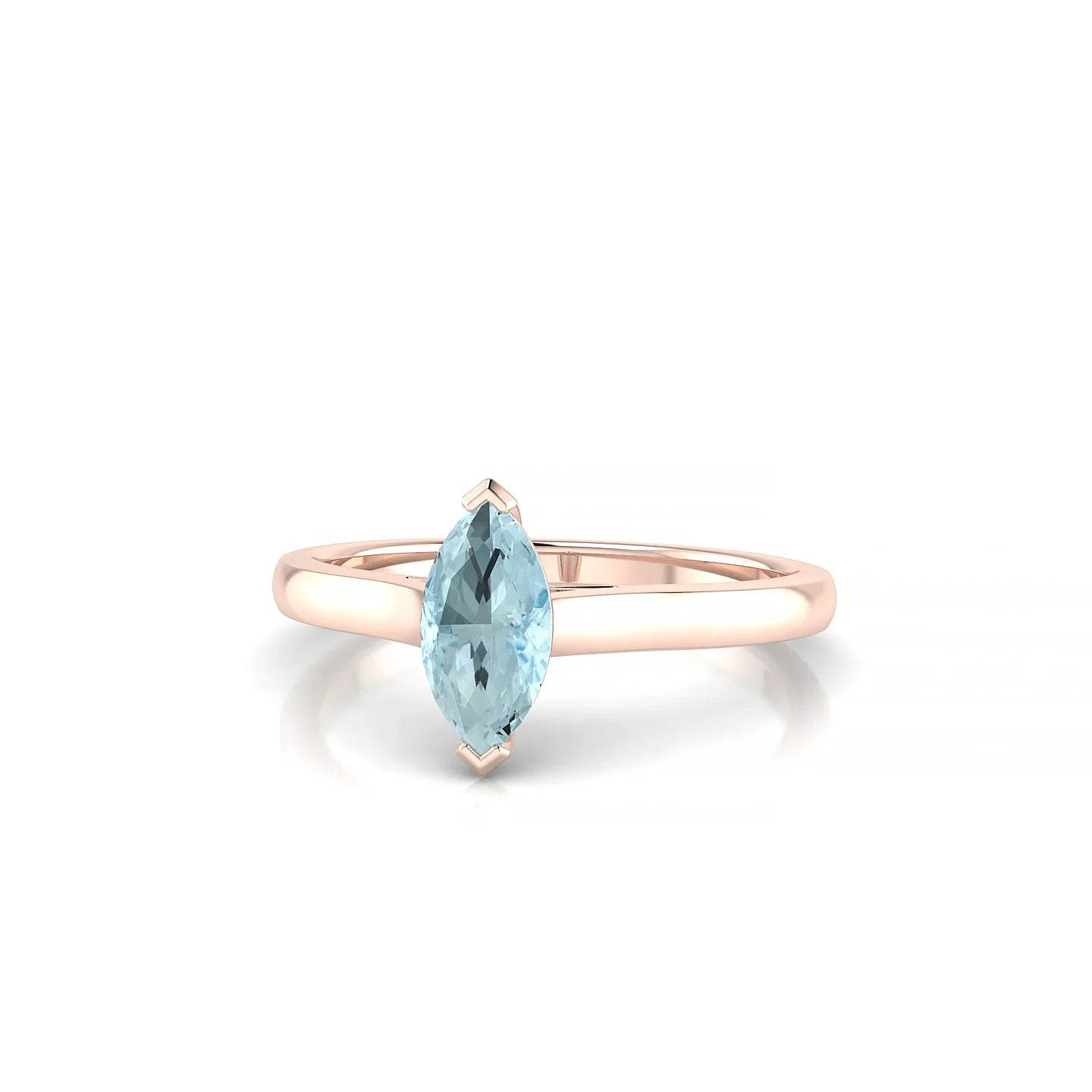 Cathedral | 18k Rose Gold 8 x 4 mm Marquise Aquamarine Ring