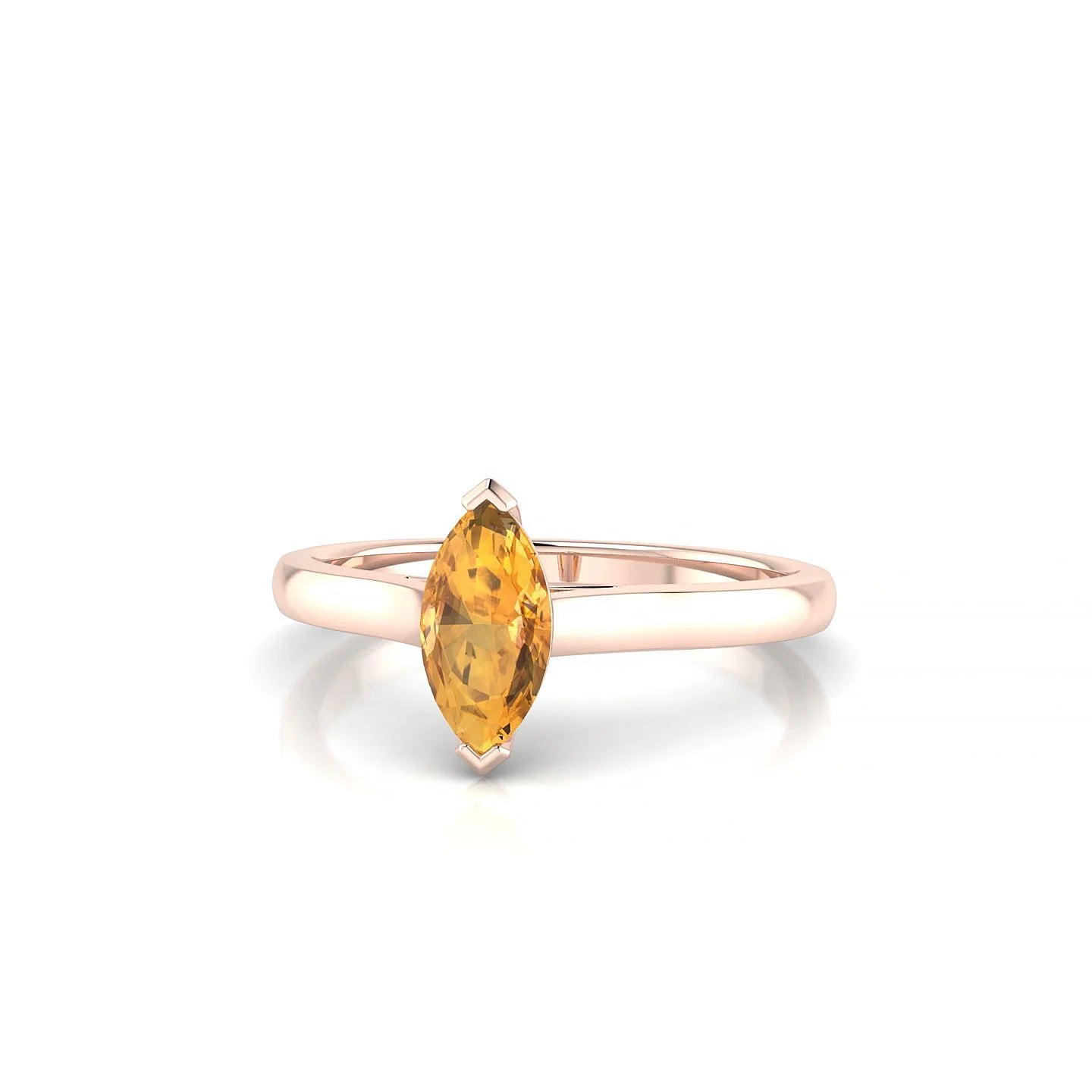 Cathedral | 18k Rose Gold 8 x 4 mm Marquise Citrine Ring