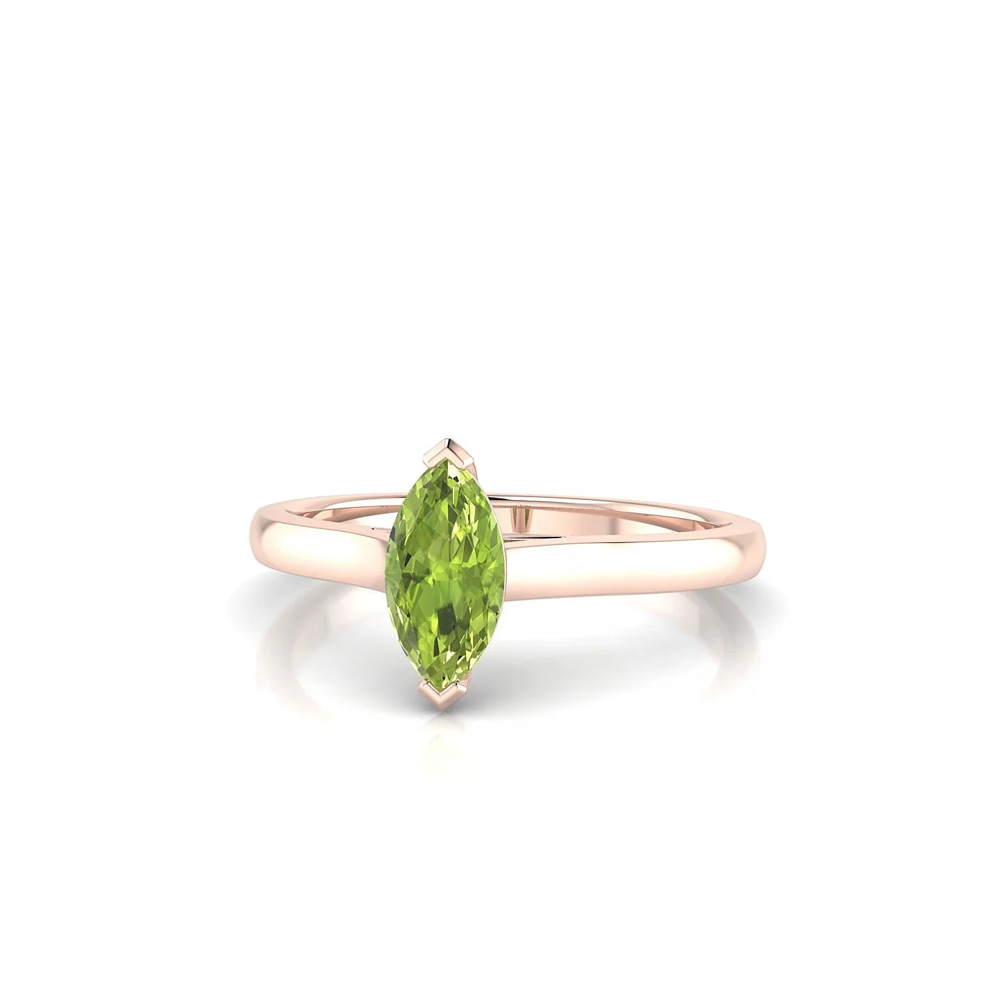 Cathedral | 18k Rose Gold 8 x 4 mm Marquise Peridot Ring