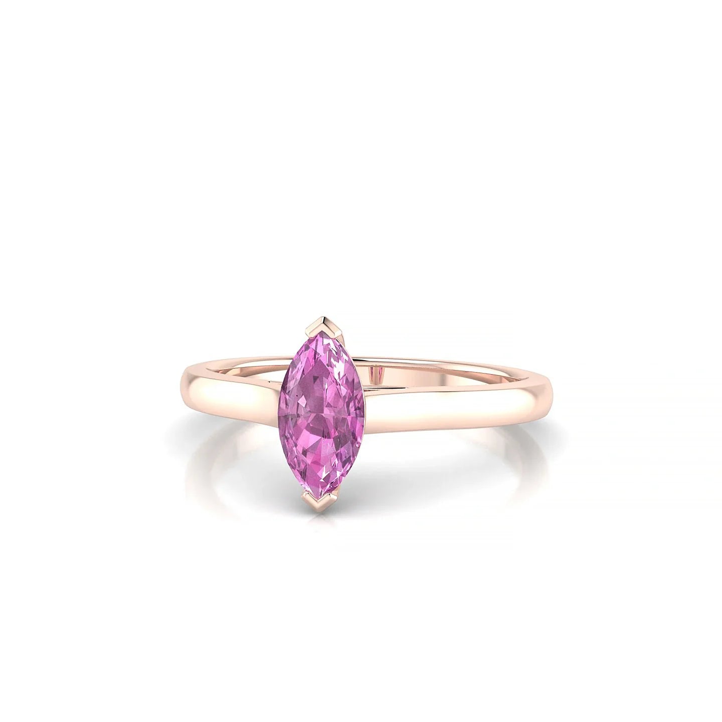 Cathedral | 18k Rose Gold 8 x 4 mm Marquise Pink Sapphire Ring
