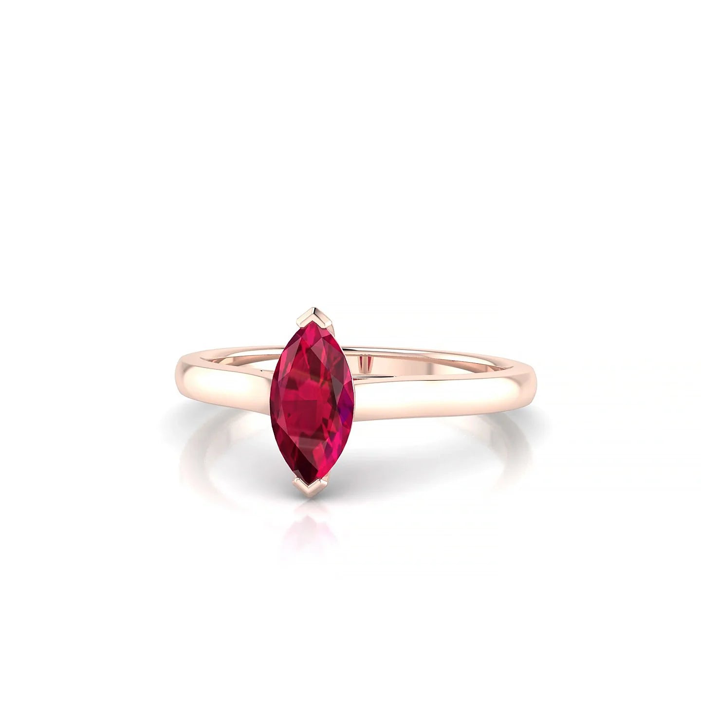 Cathedral | 18k Rose Gold 8 x 4 mm Marquise Ruby Ring