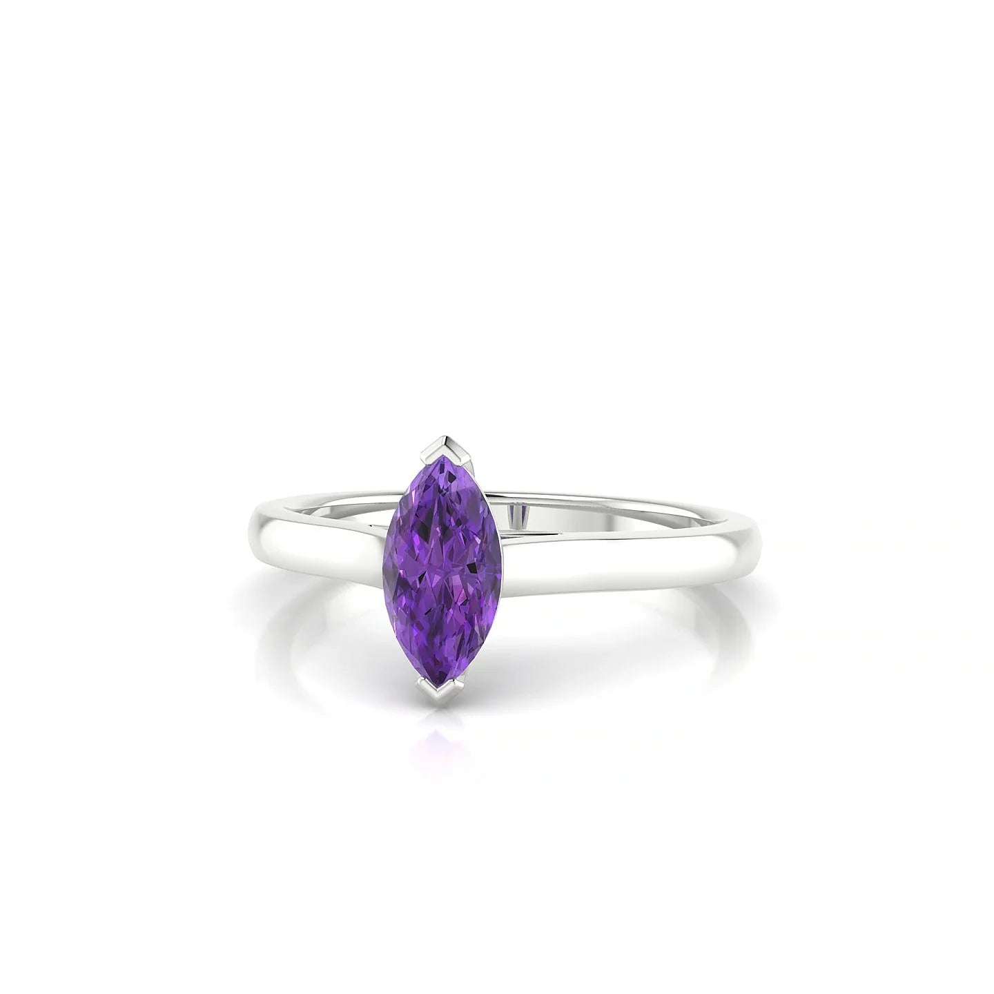 Cathedral | 18k White Gold 8 x 4 mm Marquise Amethyst Ring
