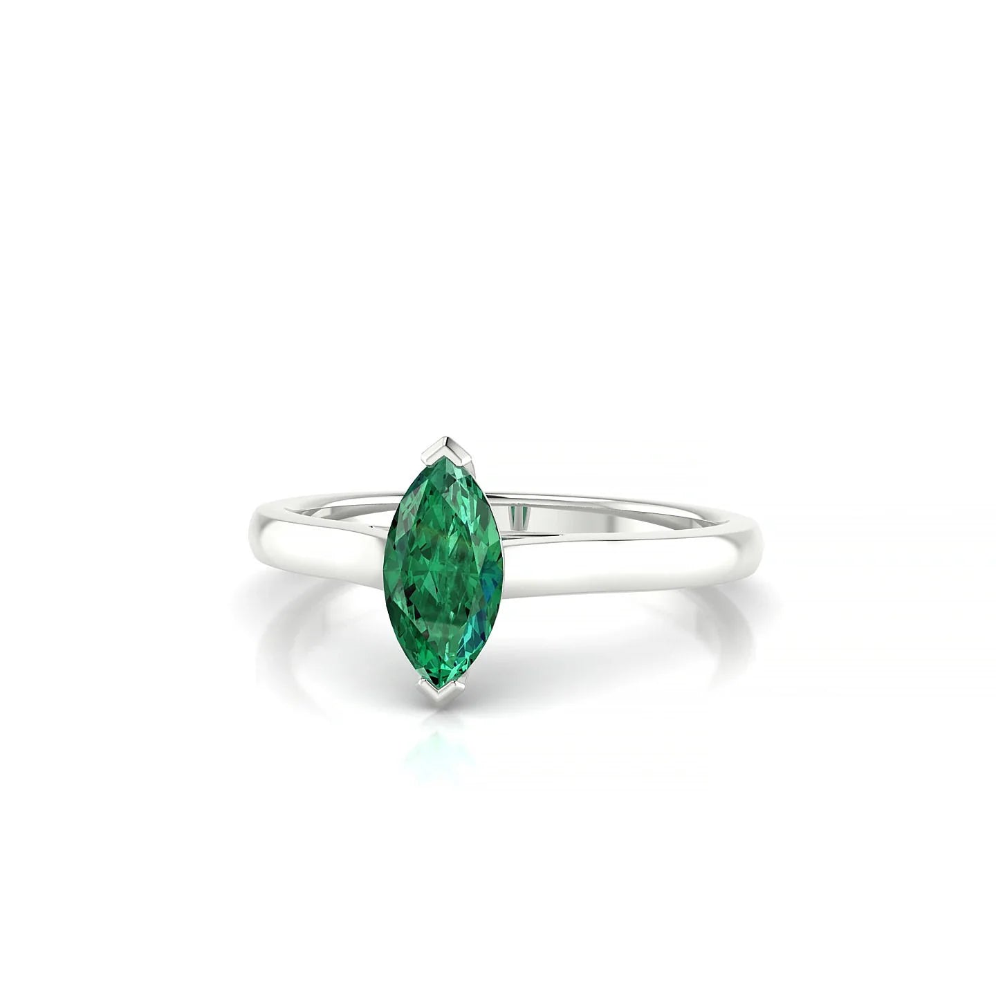 Cathedral | 18k White Gold 8 x 4 mm Marquise Emerald Ring